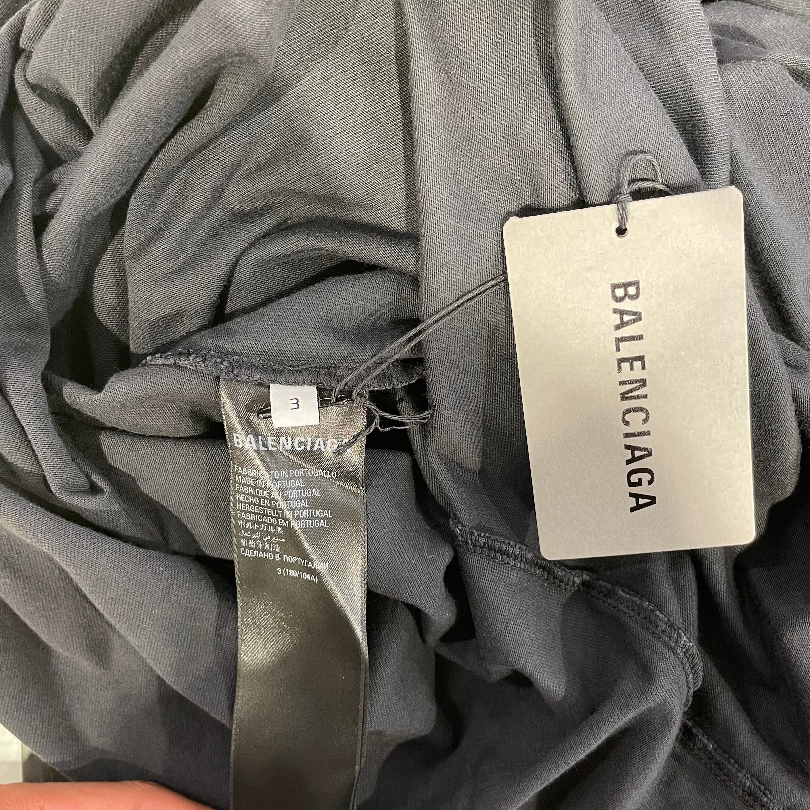 BALENCIAGA/LS T-Shirt/3/Cotton/BLK/blank logo on bottom back view 4