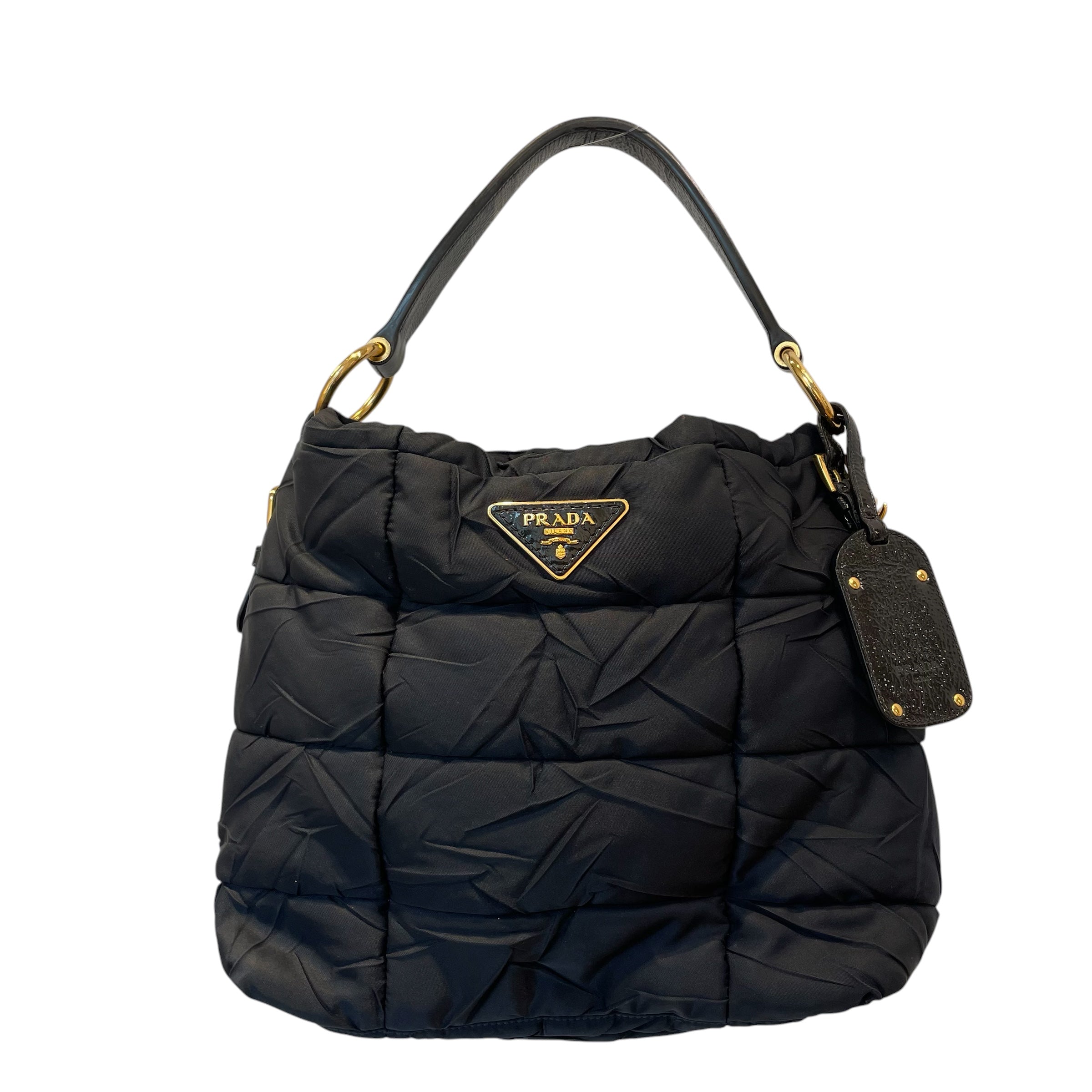 PRADA/Hand Bag/BLK/NYLON PUFFER HOBO BAG view 1