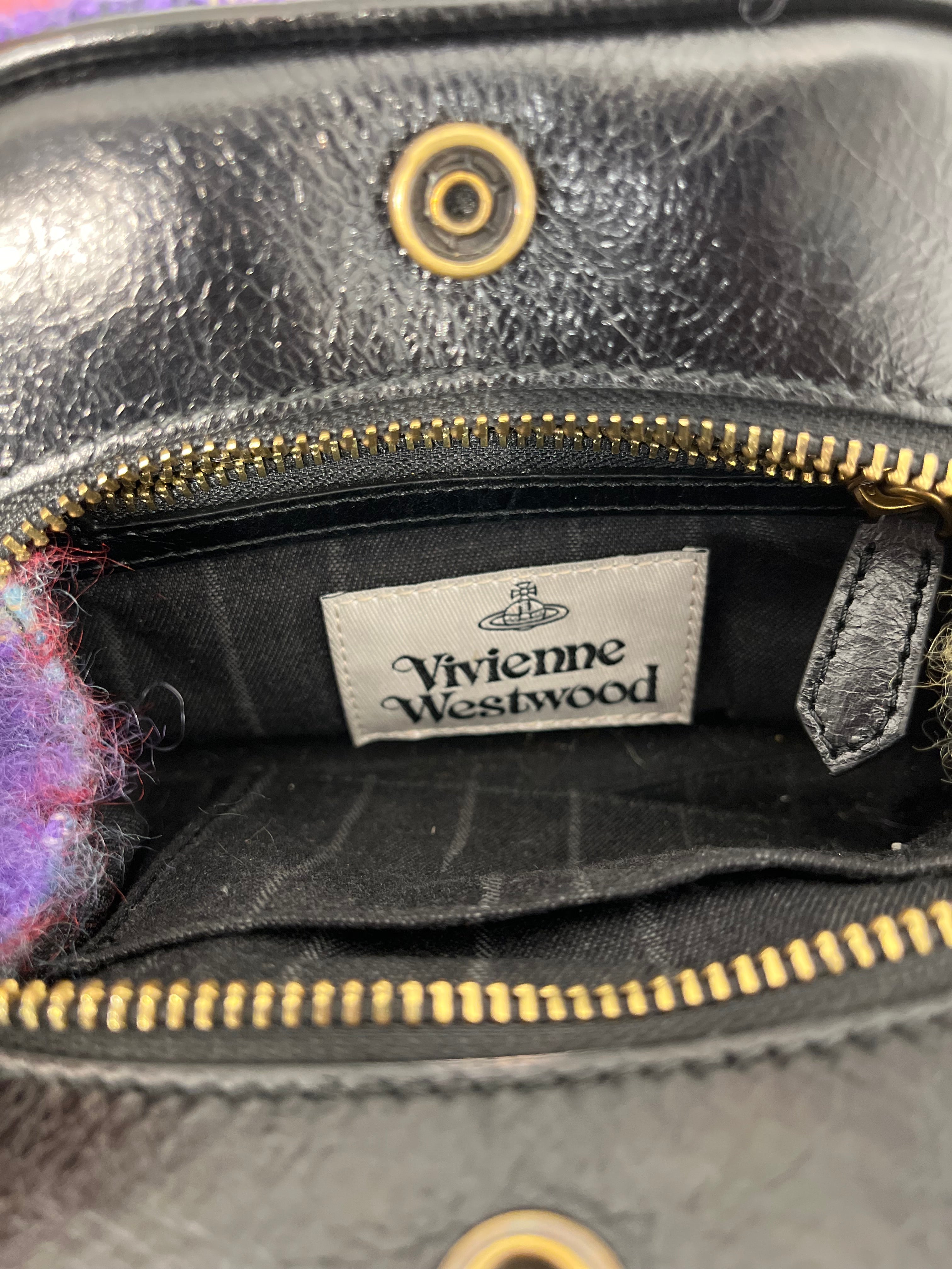 Vivienne Westwood/Bag/Plaid/Wool/GLD/PURPLE LARGE ORB CHAIN STRAP view 8