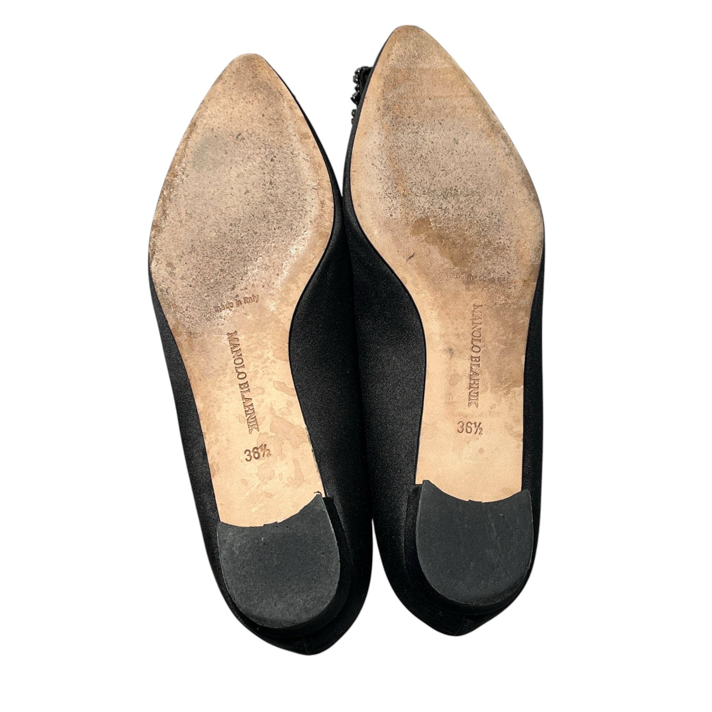 MANOLO BLAHNIK/Flat Shoes/EU 36.5/BLK/jewel flat view 5