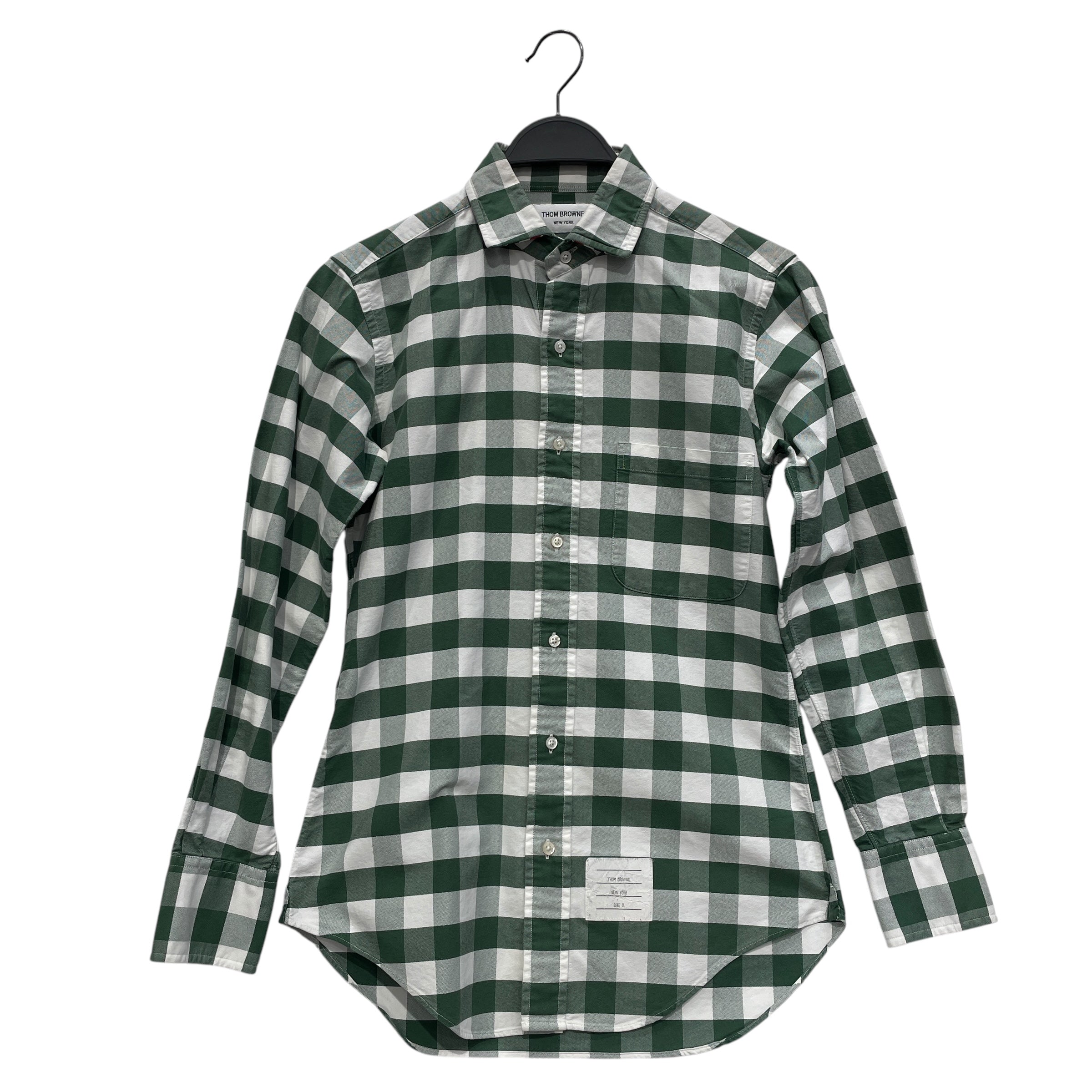 THOM BROWNE. NEW YORK/LS Shirt/0/Cotton/GRN/Plaid/GREEN PLAID LS view 1