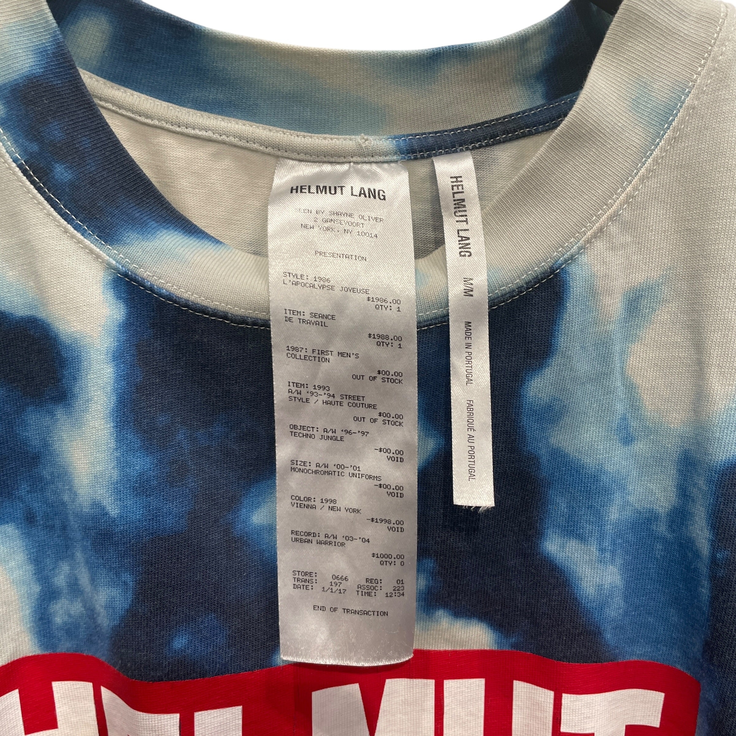 Helmut Lang/T-Shirt/M/Cotton/BLU/SPRING TOUR 2018 view 3
