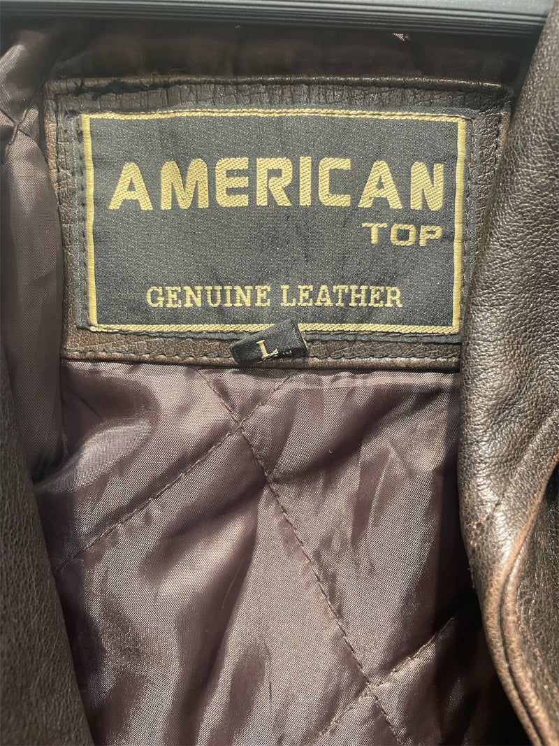 American Top/Leather Jkt/L/Leather/BRW/American Top Biker Jacket