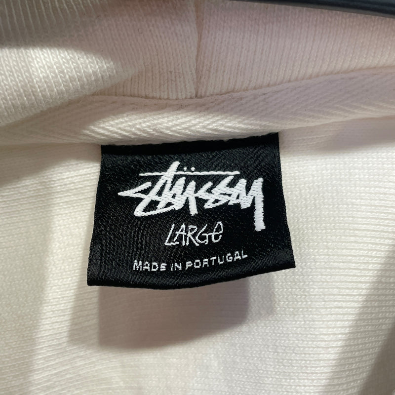 STUSSY/Hoodie/L/Cotton/WHT/Pullover/CIRCLE DESIGN ON BACK
