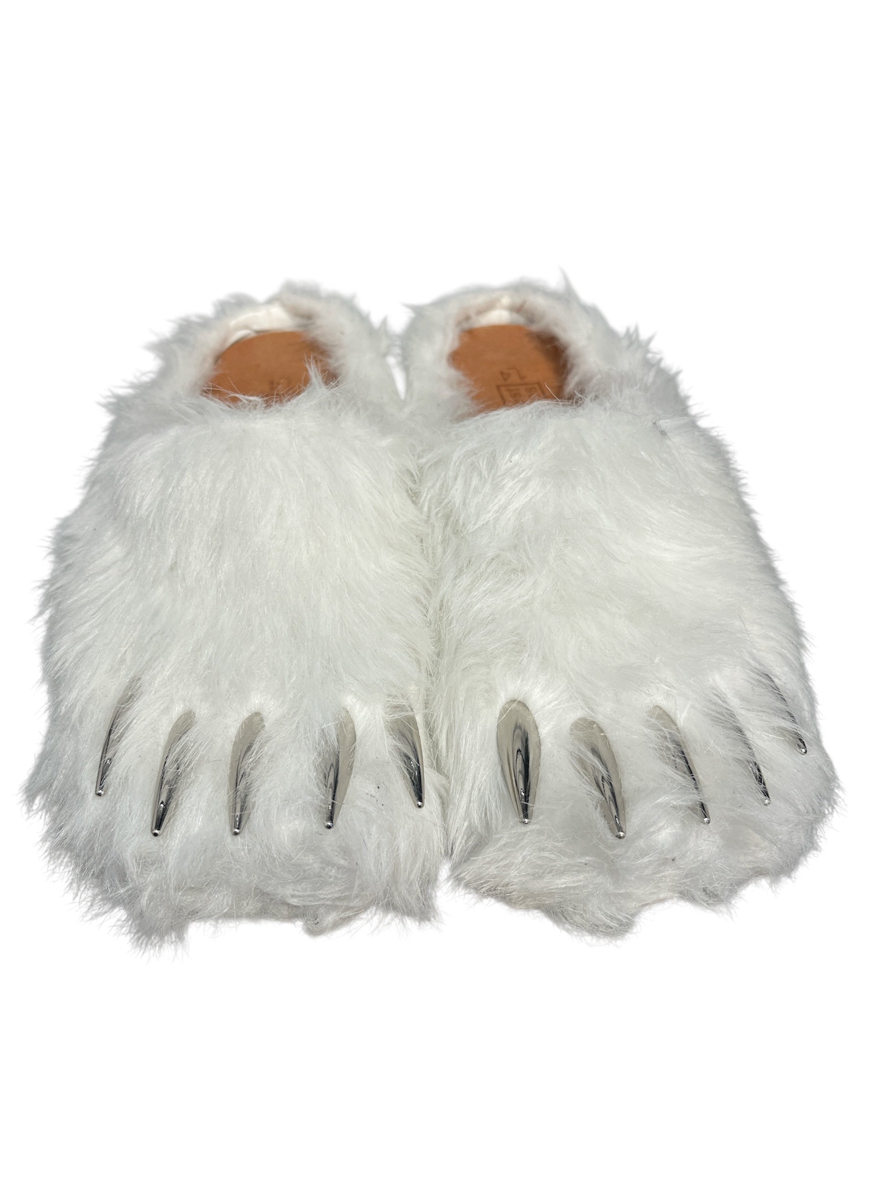 Bravest Studios/Shoes/US 14/Fake Fur/WHT/claw slides view 2