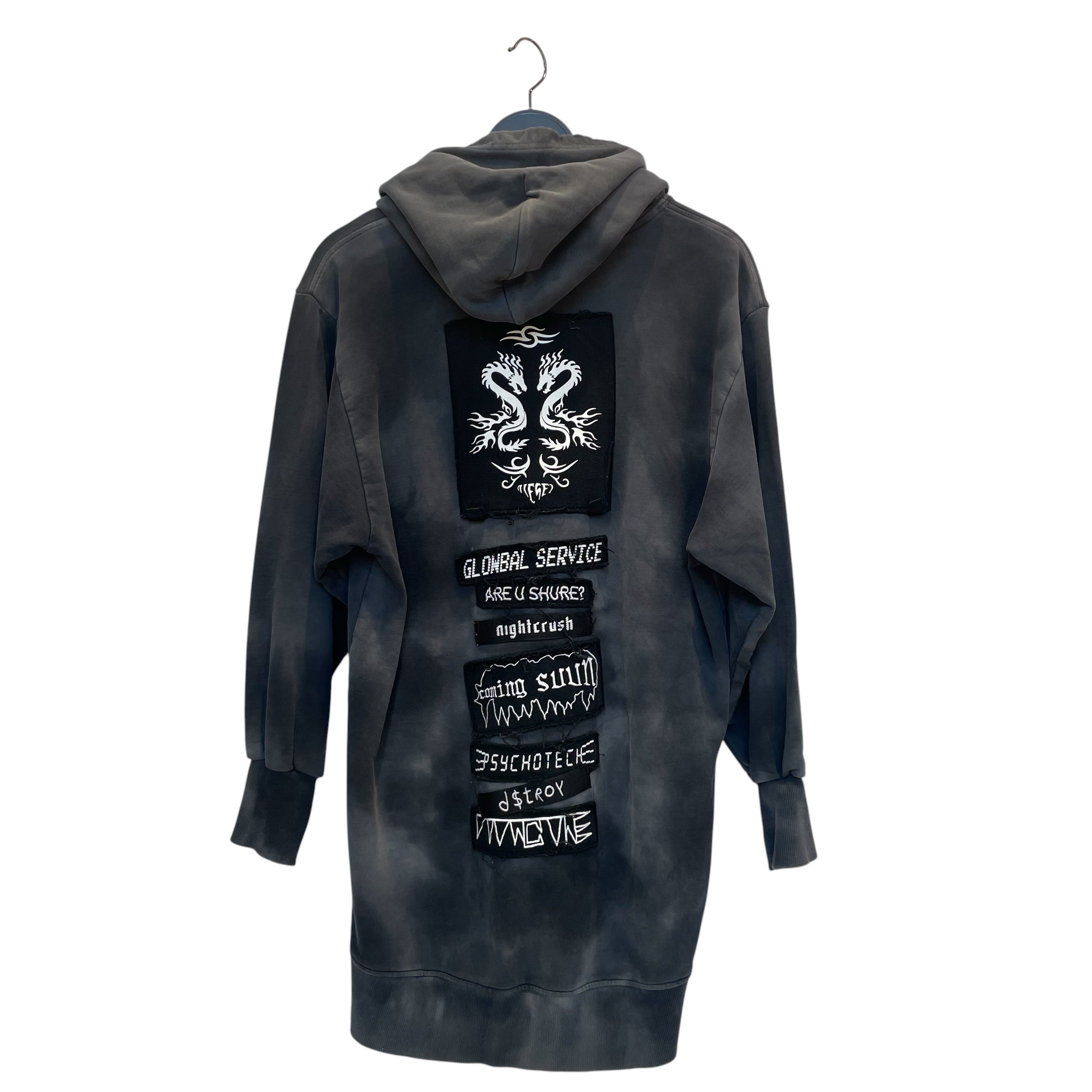 DIESEL/Hoodie/XS/Cotton/GRY/PIERCED POCKET/BACK PATCHES view 2