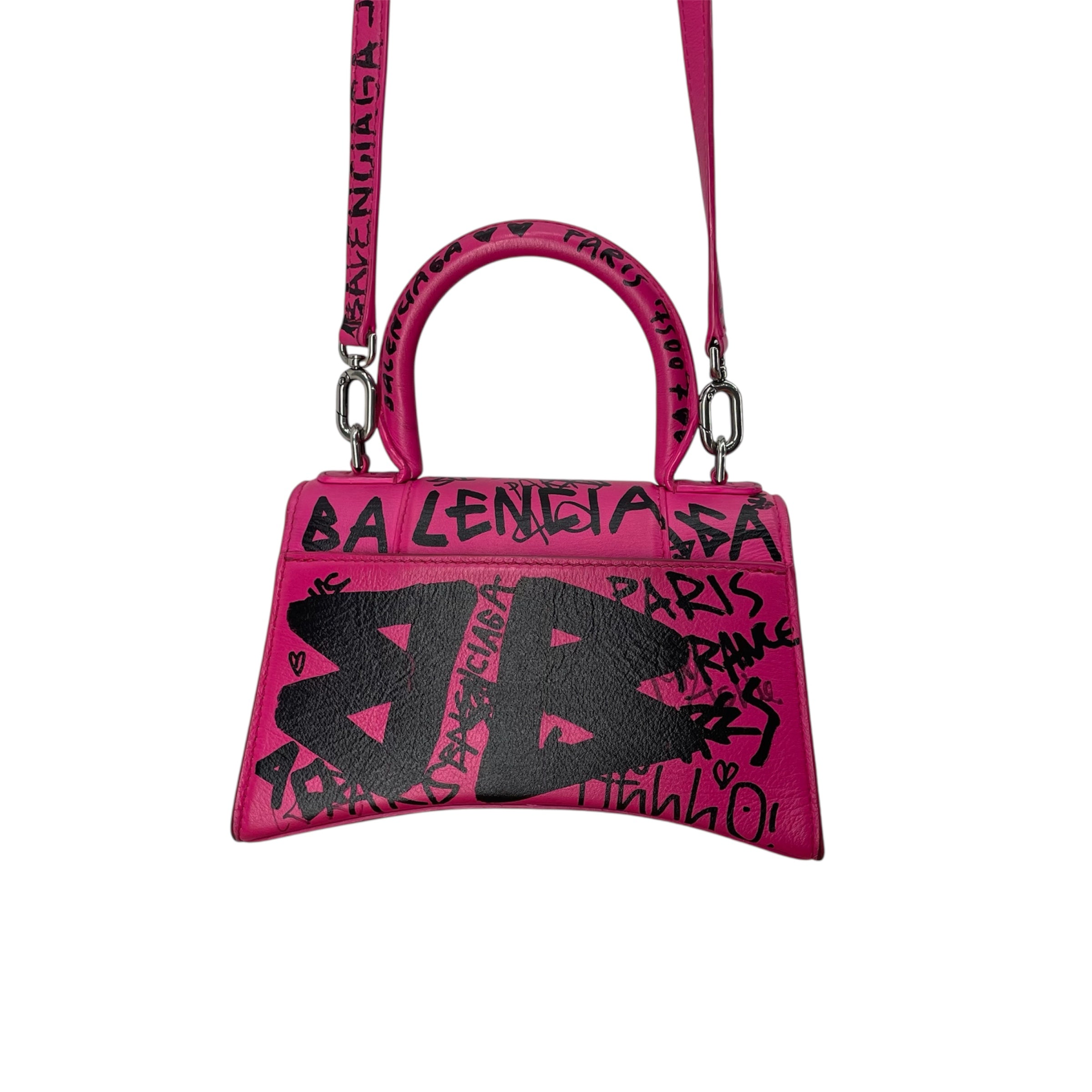 BALENCIAGA/Cross Body Bag/Graphic/Leather/PNK/GRAFFITI HOURGLASS view 2