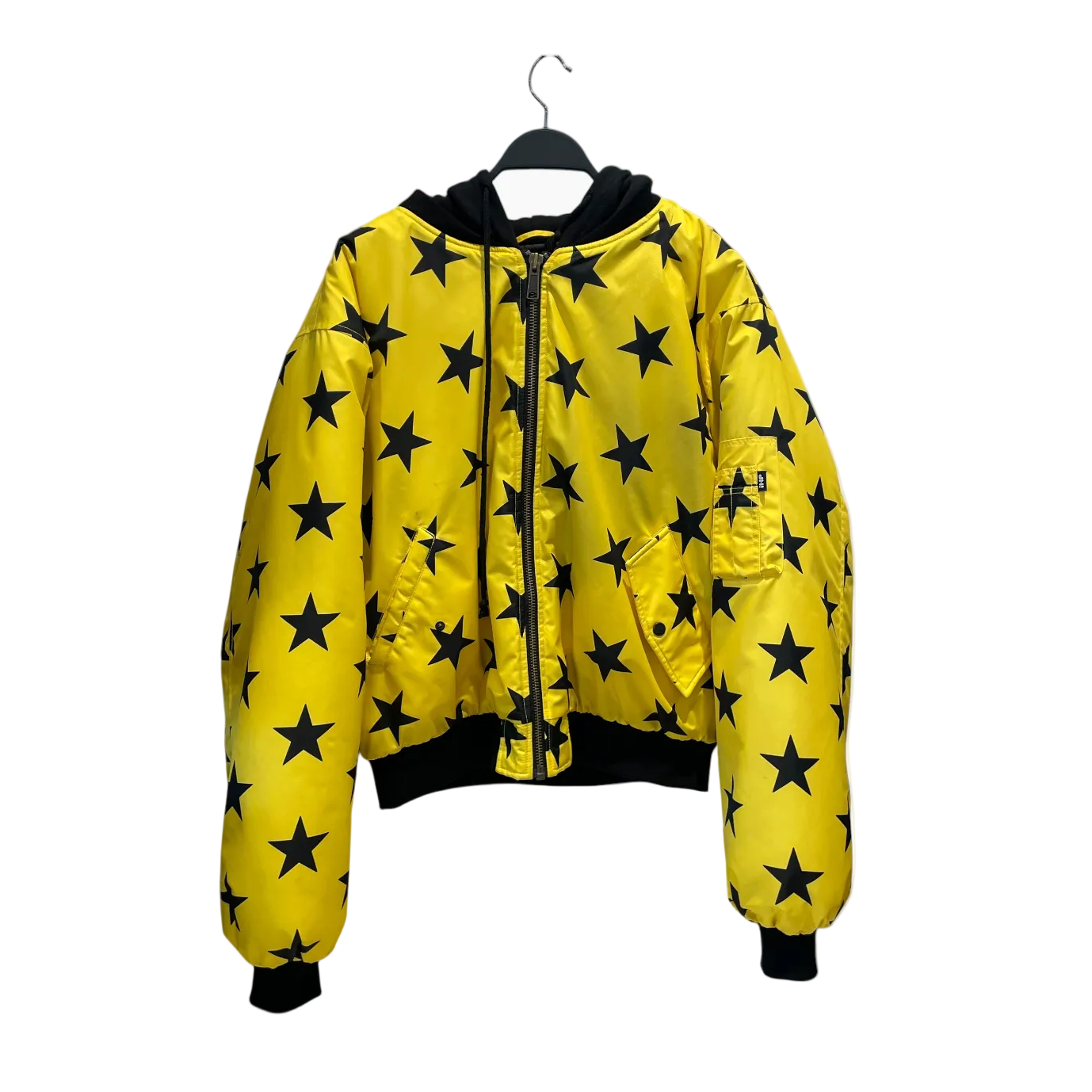 Im Happy I Promise/Puffer Jkt/L/Nylon/YEL/All Over Print/Star Hooded Bomber view 1