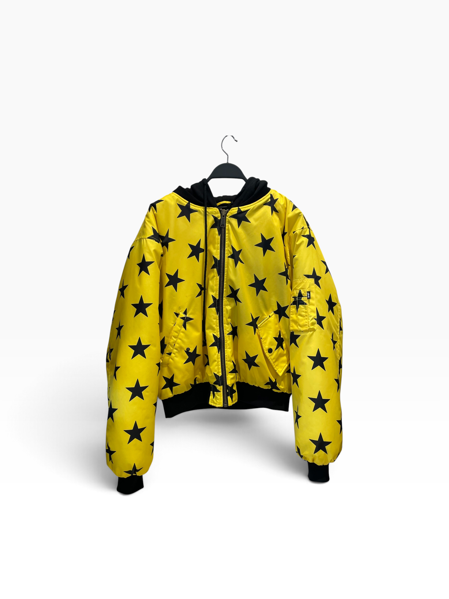 Im Happy I Promise/Puffer Jkt/L/Nylon/YEL/All Over Print/Star Hooded Bomber view 1
