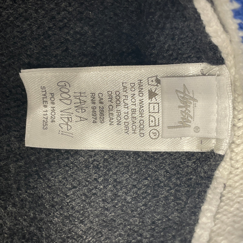 STUSSY/Sweater/M/Stripe/Wool/GRY/BLU/WHTE/GREY STRIPE N ARMS
