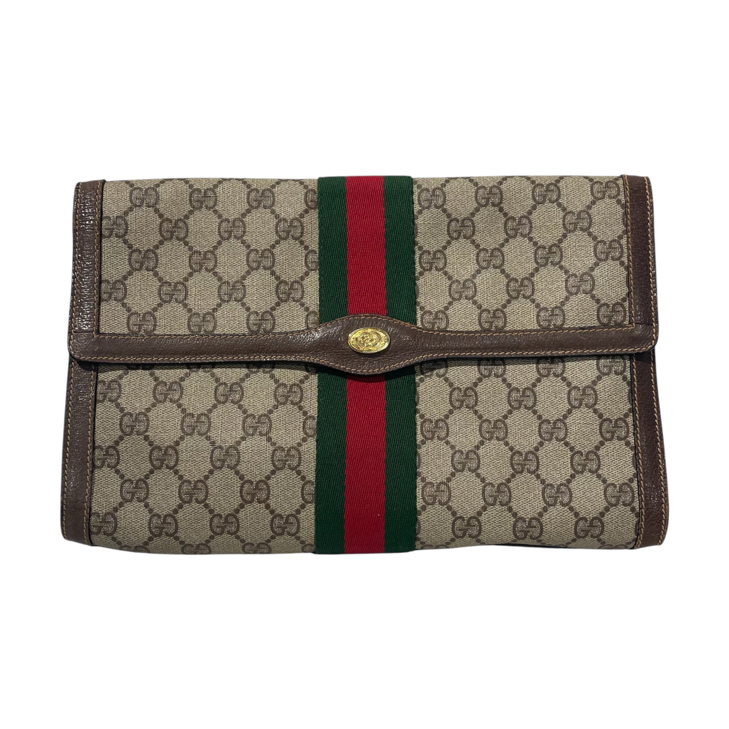 GUCCI/Clutch Bag/Monogram/Leather/GRY/GG supeme view 1