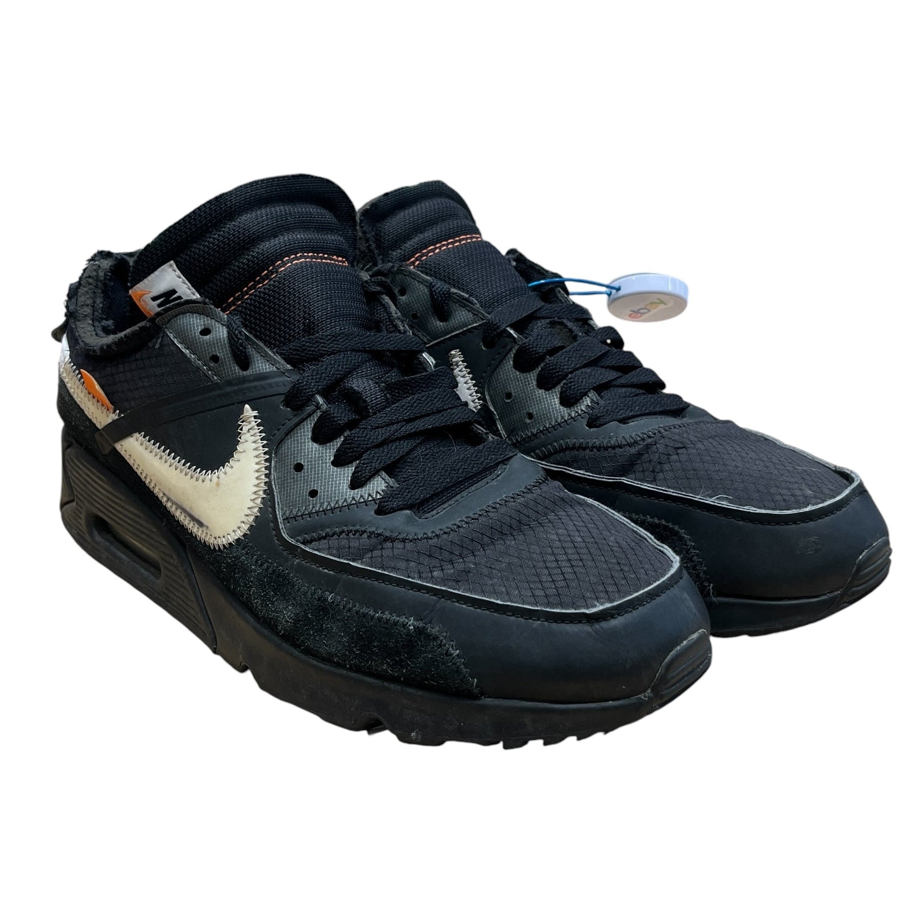 NIKE/OFF-WHITE/Low-Sneakers/US 10.5/Nylon/BLK/Straight Tip/Nike Air Max 90 view 1