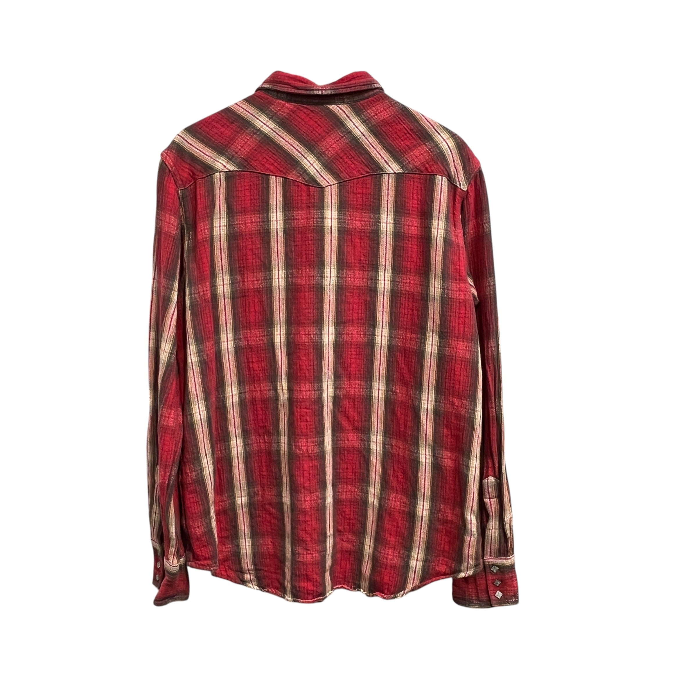 POLO RALPH LAUREN/Flannel Shirt/XL/Cotton/RED/Plaid/White Diamond Snap Buttons view 2