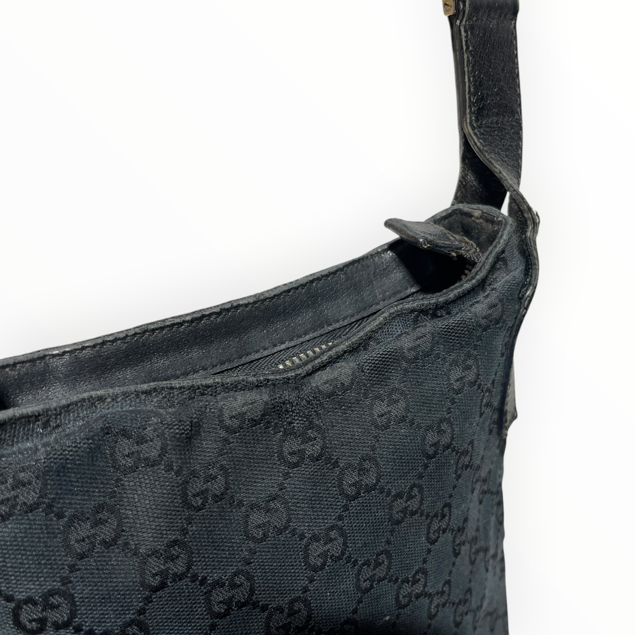 GUCCI/Hand Bag/Monogram/Cotton/BLK/VERY WELL USED view 9