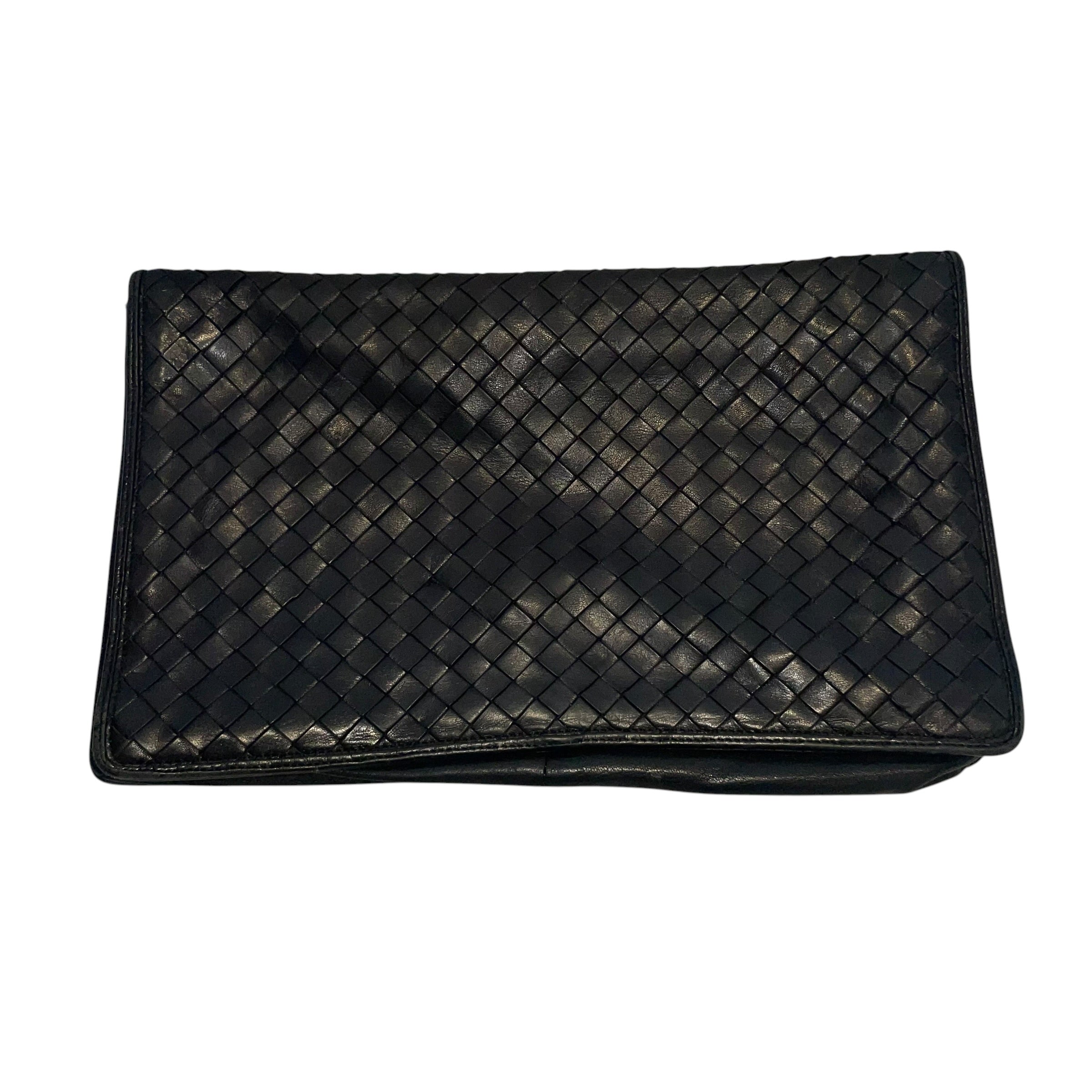 BOTTEGA VENETA/Clutch Bag/Leather/BLK/leather lining/snap closure view 2