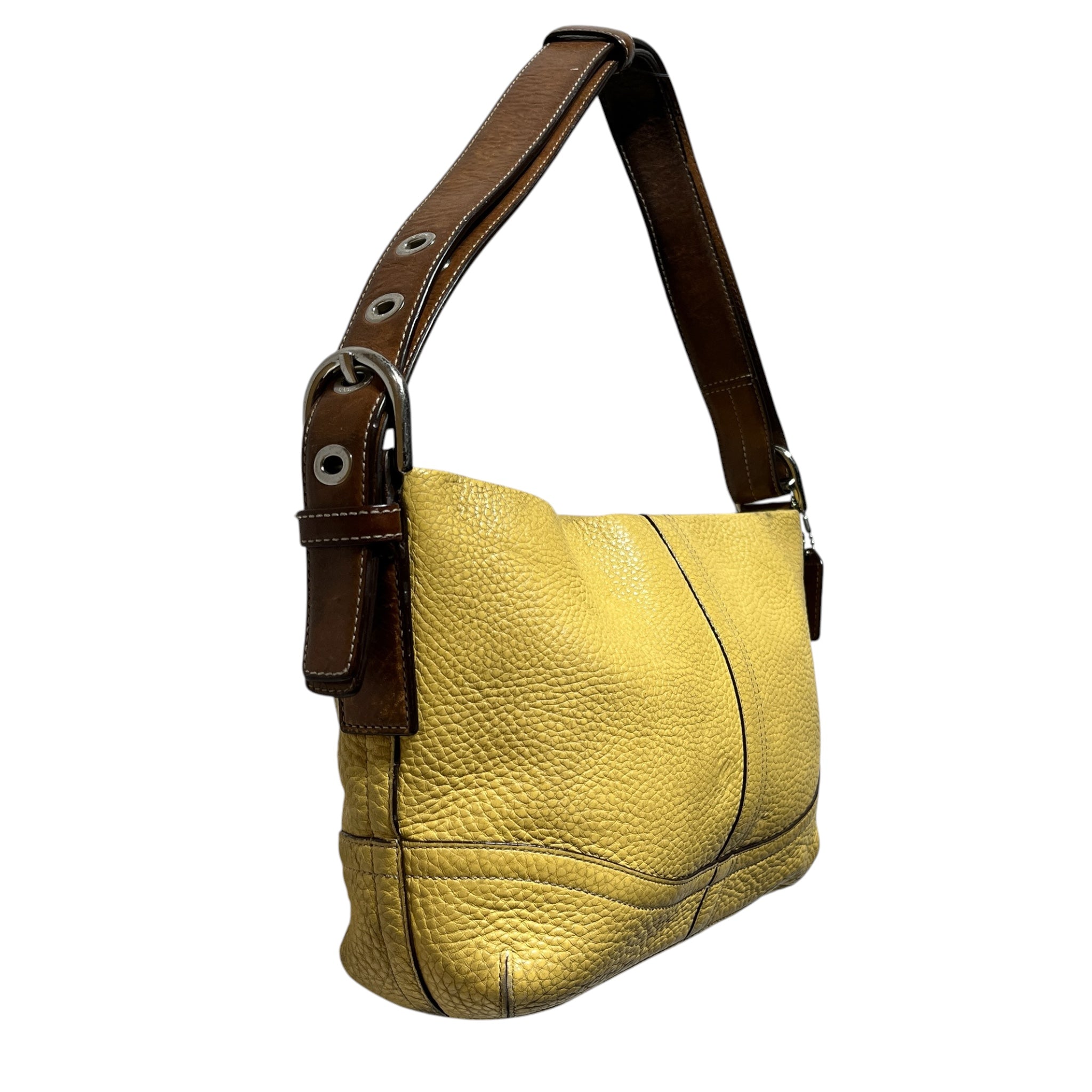 COACH/Hand Bag/Leather/YEL/BROWN STRAP view 4