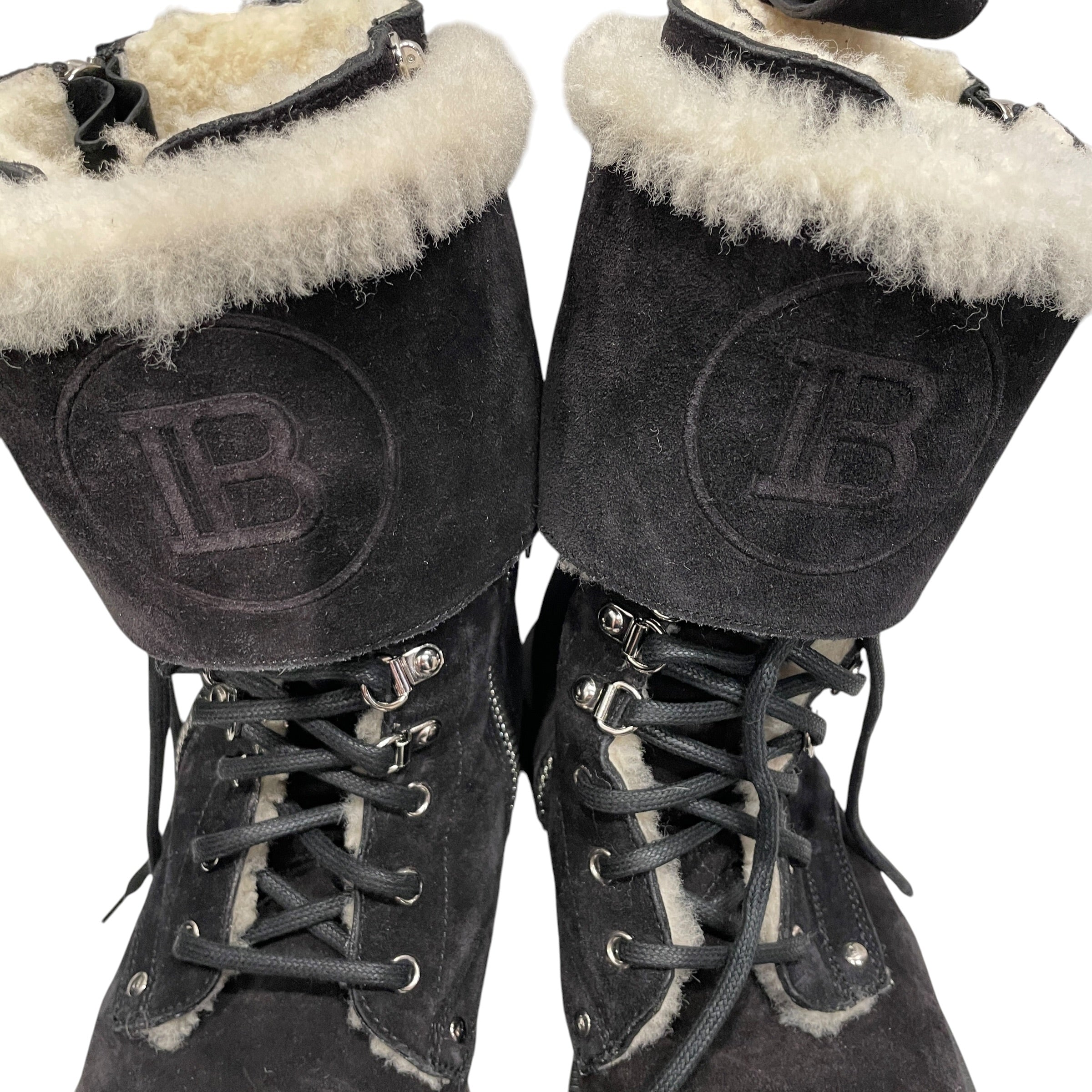BALMAIN/Lace Up Boots/EU 43/Suede/BLK/Side Zip/BALMAIN SUEDE LACE UP BUCK BOO view 3