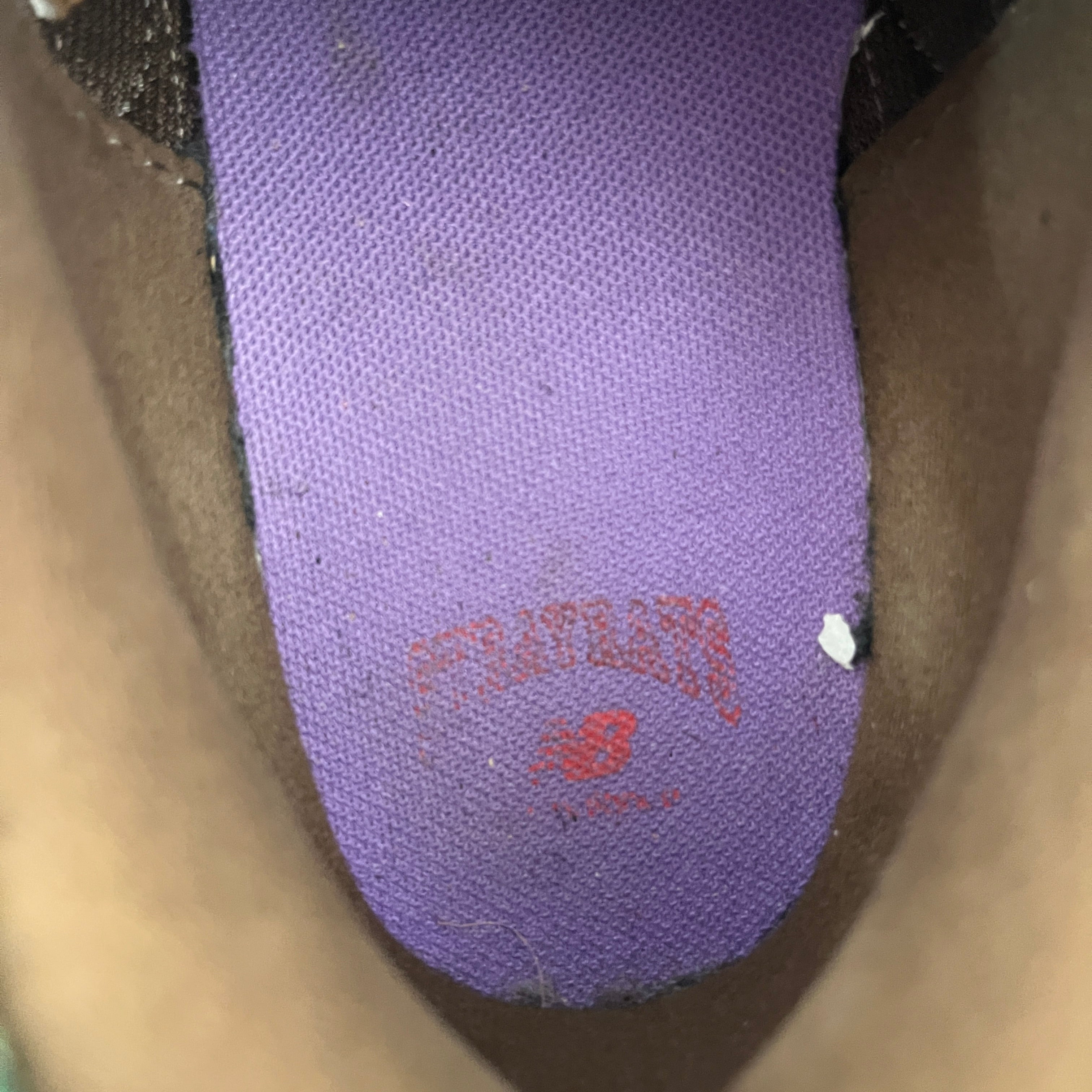 NEW BALANCE/STRAY RATS/Low-Sneakers/US 9.5/Cotton/BRW/Purple N Logo view 3