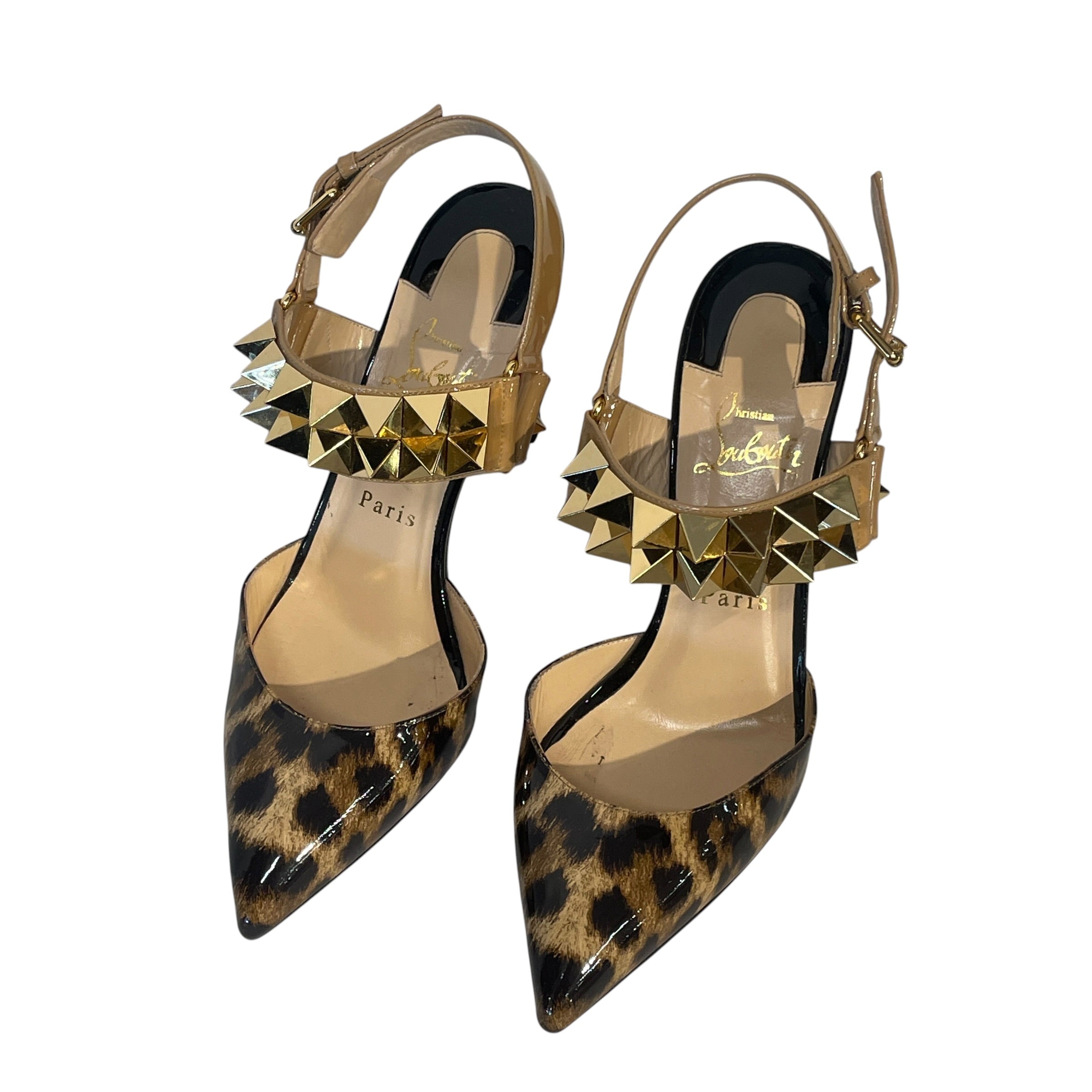 Christian Louboutin/Sandals/EU 38.5/Leopard/Leather/BRW/ZIGGOO SPIKE HEEL view 6