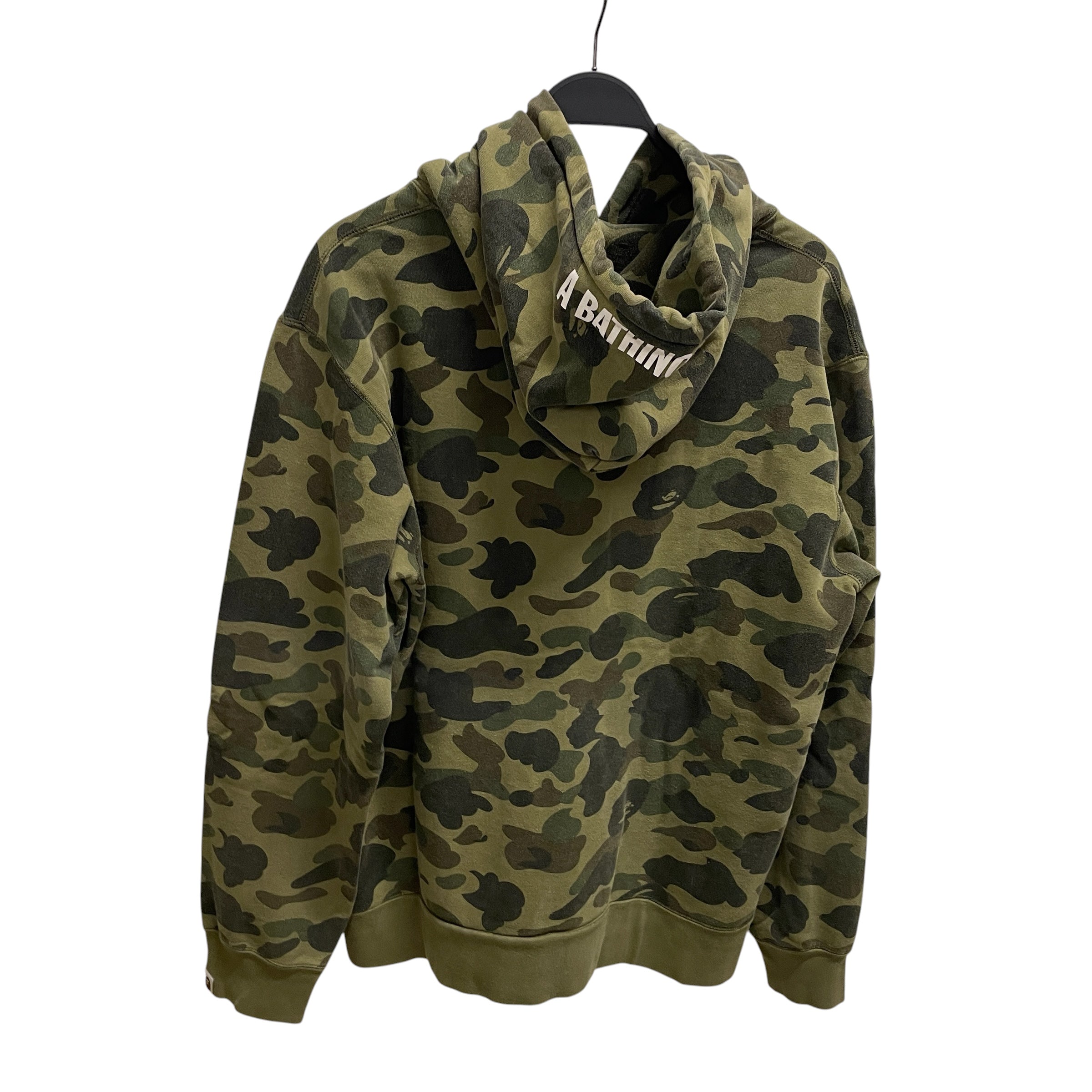 A BATHING APE/Hoodie/XXL/Camouflage/Cotton/GRN/white front txt view 2
