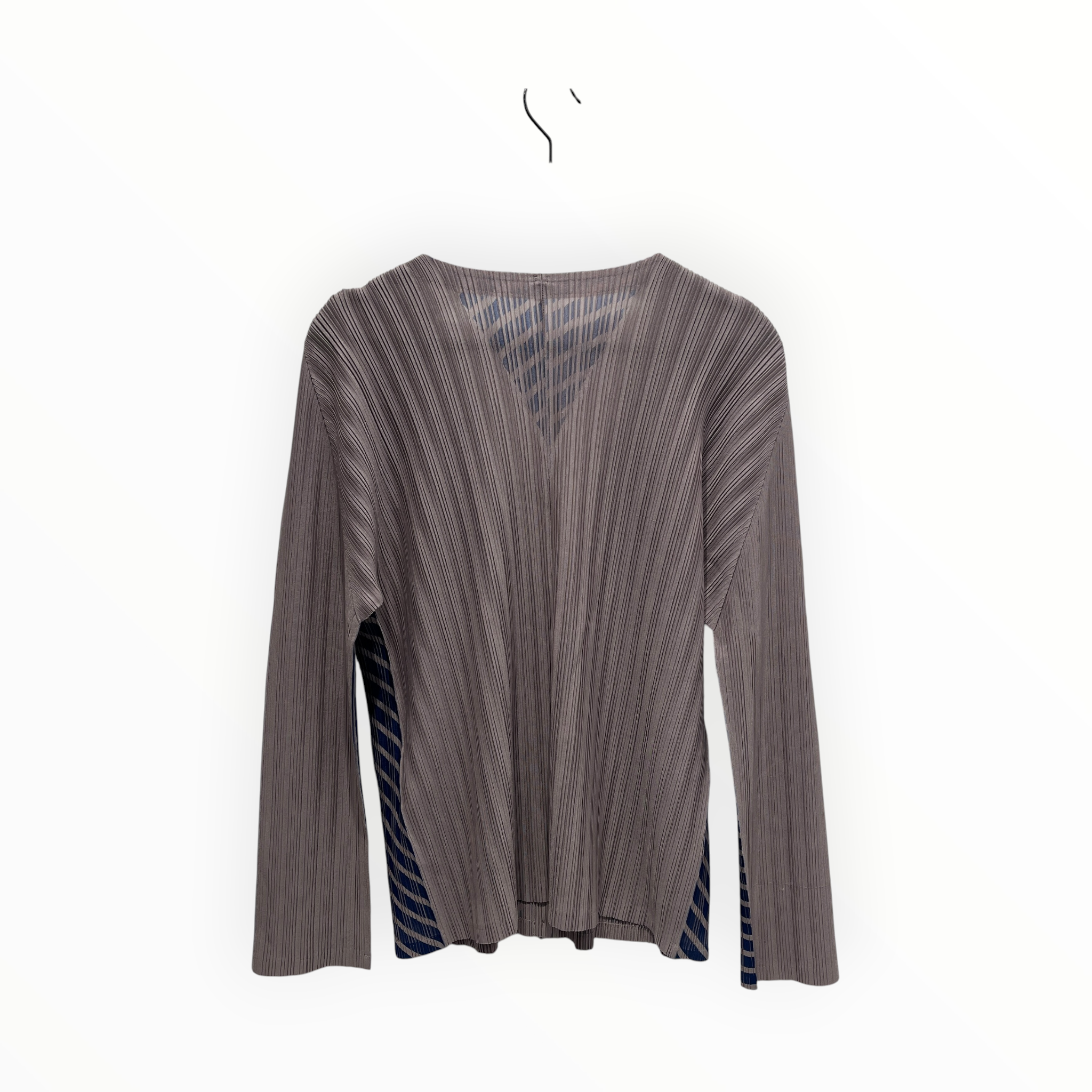 PLEATS PLEASE ISSEY MIYAKE/LS Blouse/M/Stripe/Polyester/BEG/BLUE STRIPES WITH BUTTONS view 2