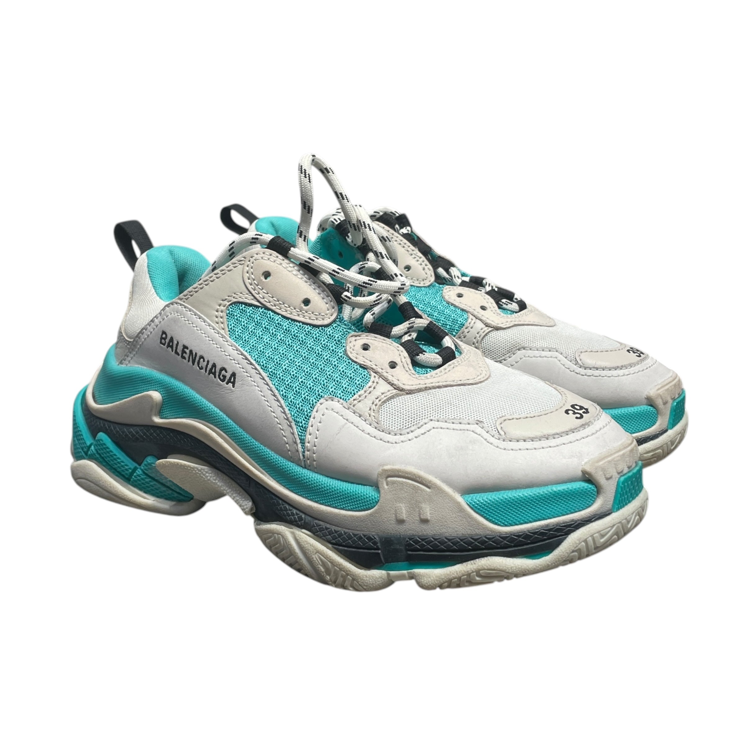 BALENCIAGA/Low-Sneakers/EU 39/Polyester/WHT/Mint green and white view 1
