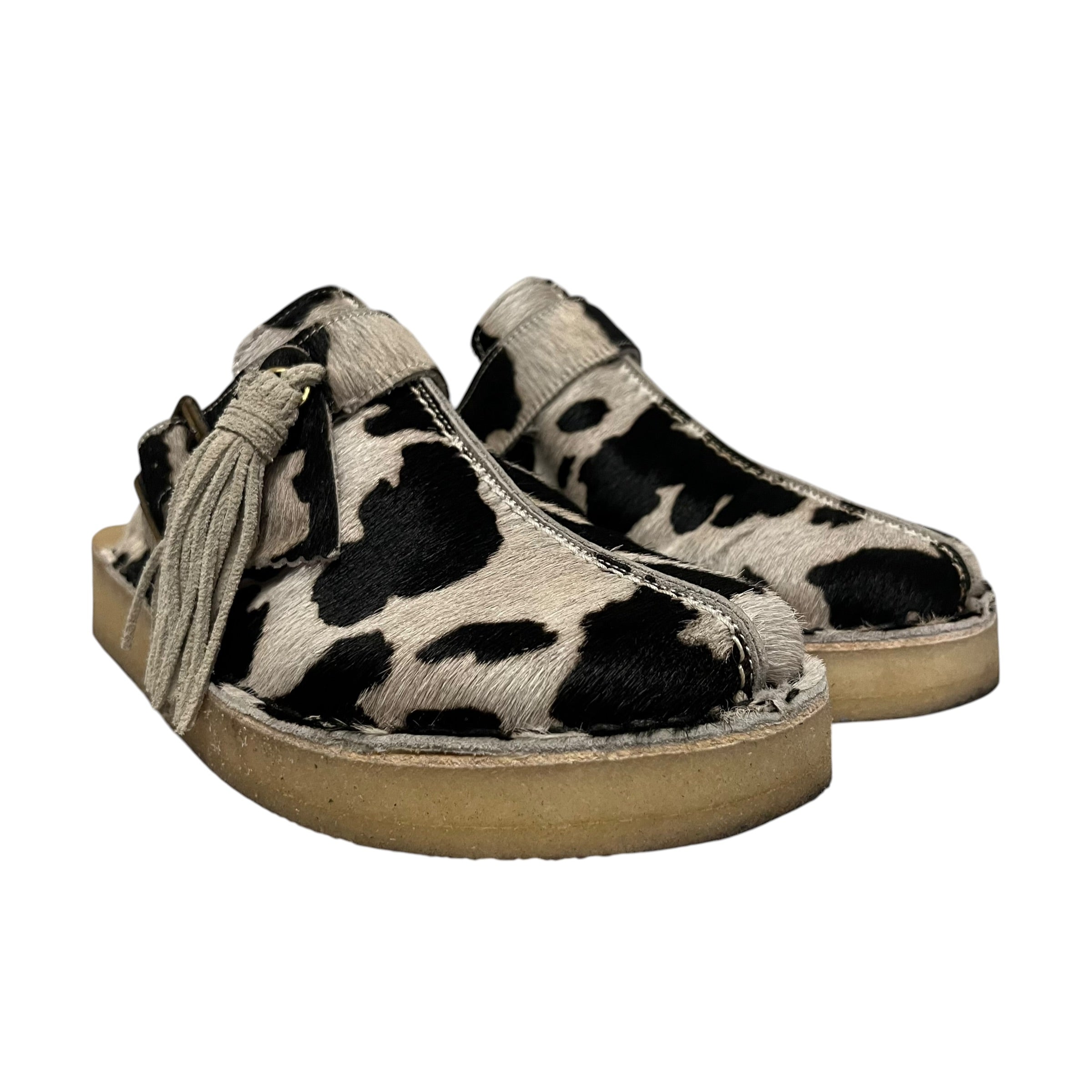 Clarks/Sandals/Animal Pattern/Sheepskin/WHT/clarks cow print mules view 1