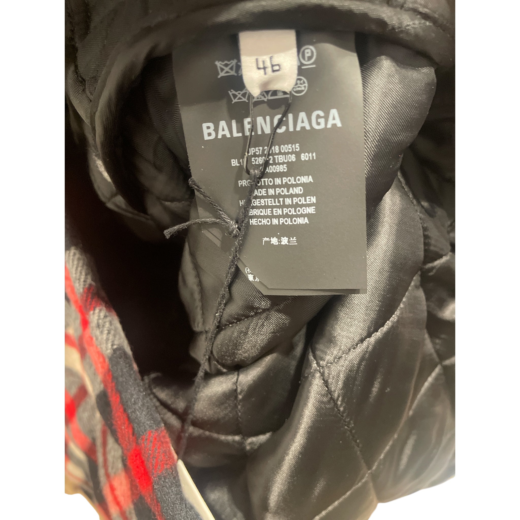 BALENCIAGA/Flannel Shirt/46/Cotton/RED/Plaid/PADDED FLANNEL view 4
