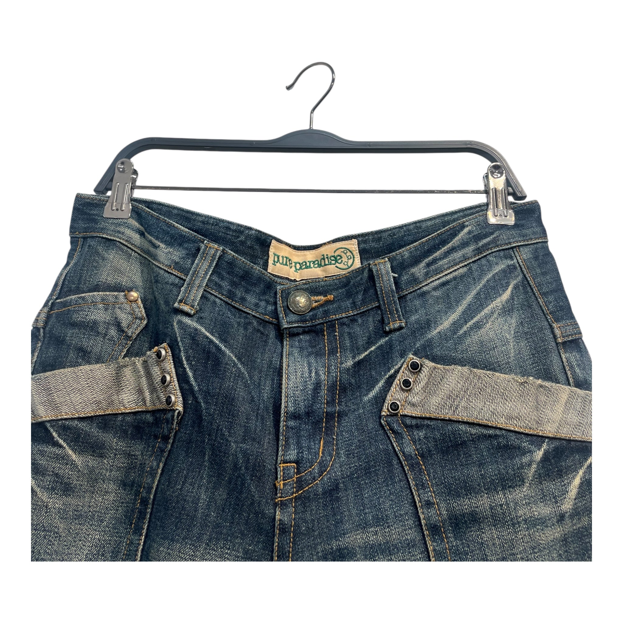 pure paradise/Pants/M/Cotton/BLU/bedazzeled pockets view 3
