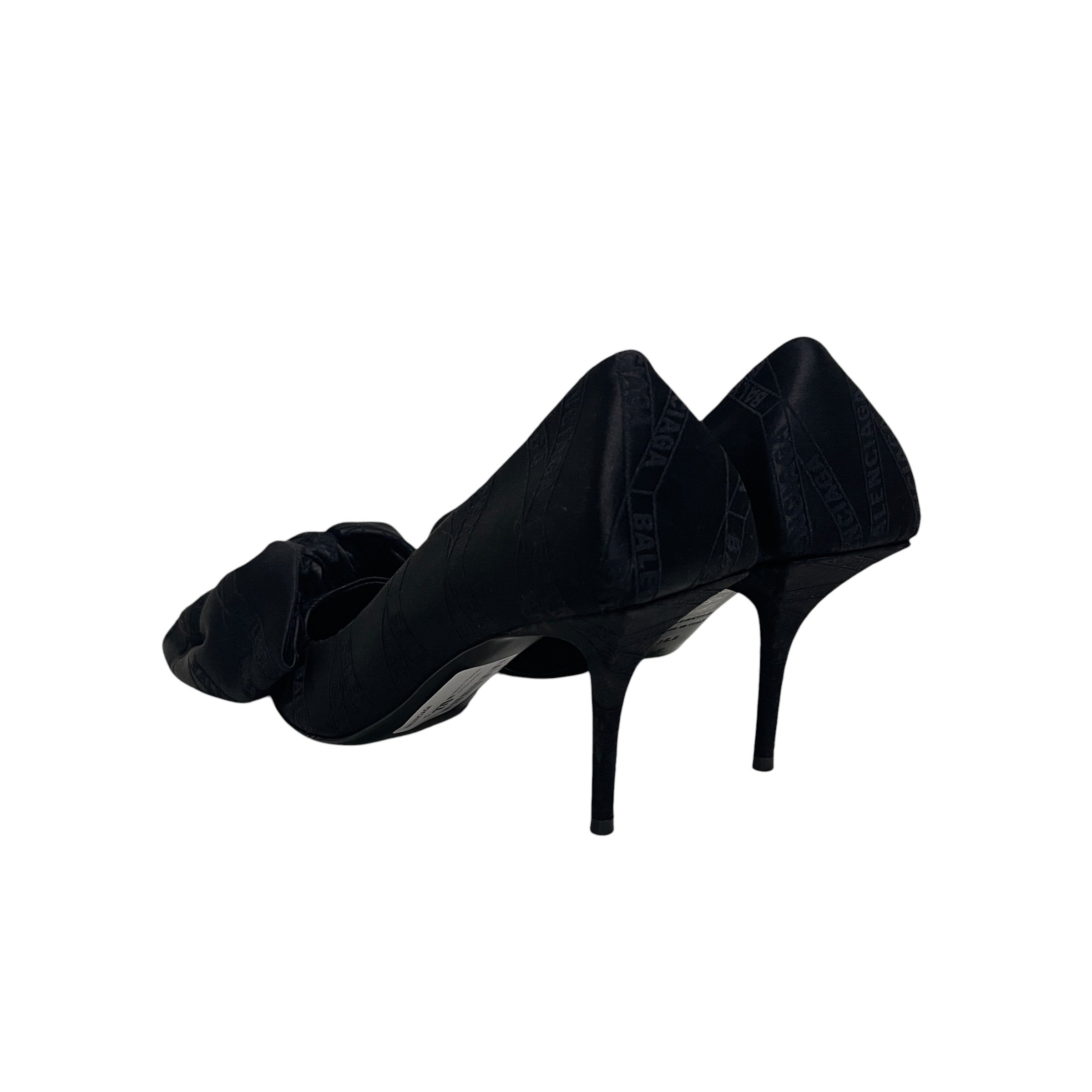 BALENCIAGA/Heels/US 7/Silk/BLK/bi bow txt view 2