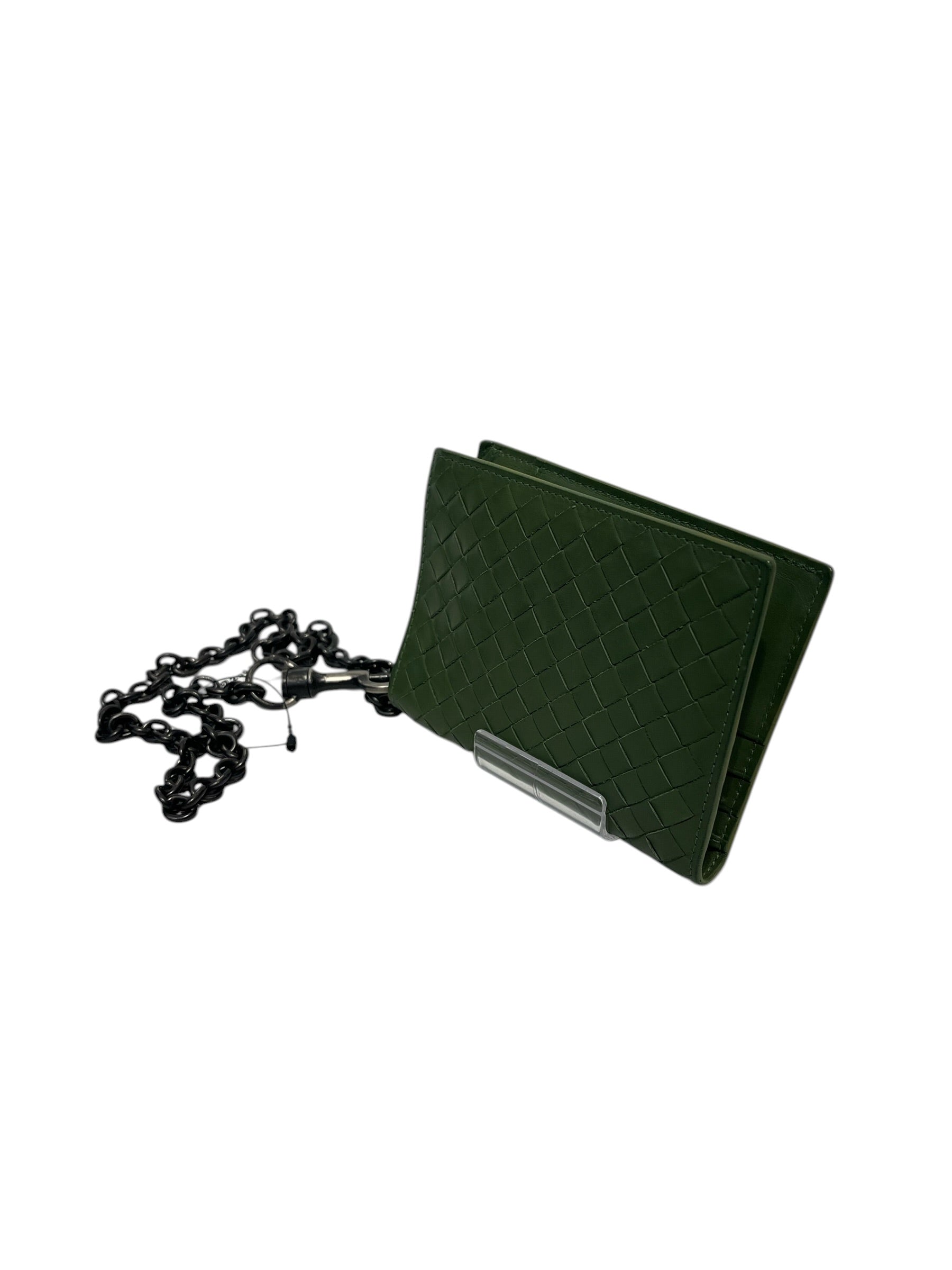 BOTTEGA VENETA/Bifold Wallet/Leather/GRN/Wallet chain view 1