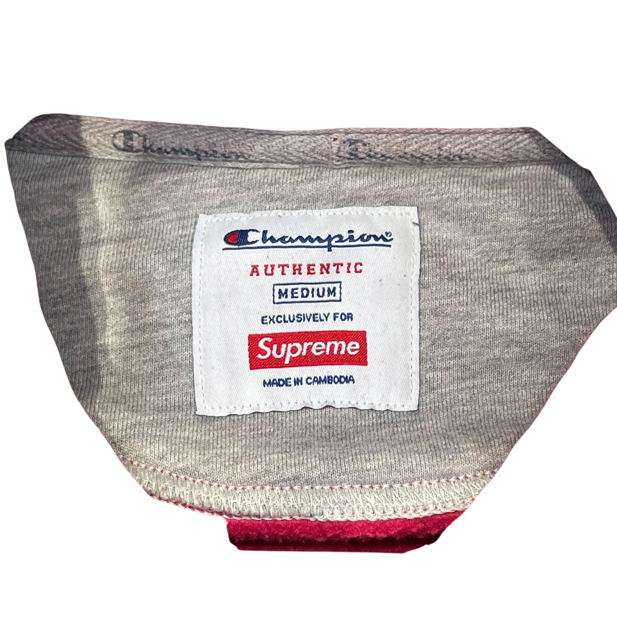 Supreme/Champion/Hoodie/M/Cotton/PNK/printed logo front view 3