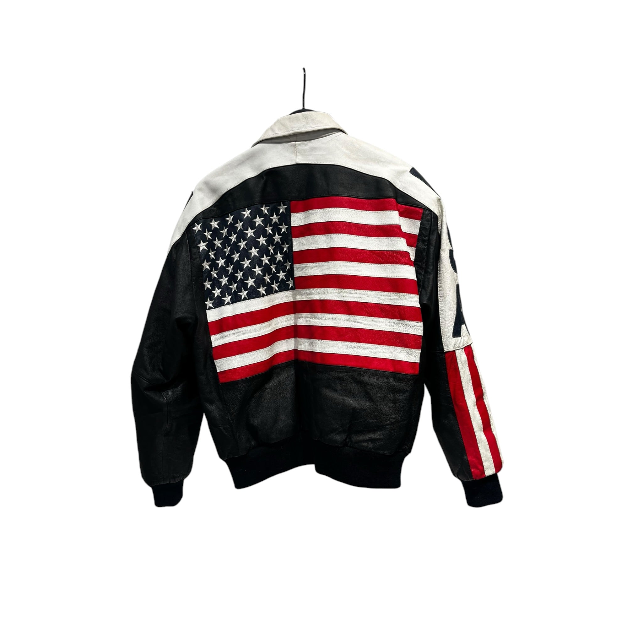 MICHAEL HOBAN/Leather Jkt/L/Leather/BLK/Single Breasted/Graphic/AMERICAN FLAG ON BACK view 2