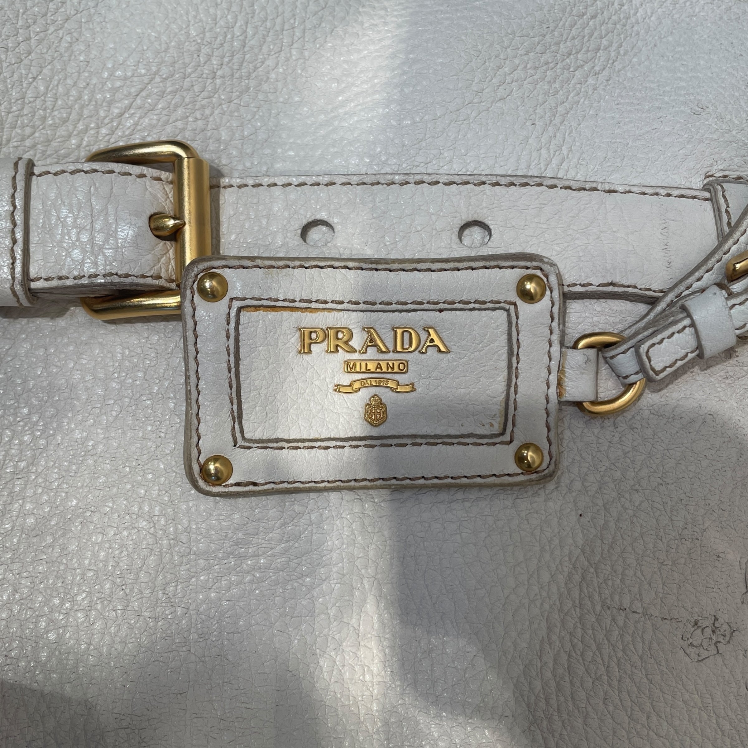 PRADA/Hand Bag/OS/Leather/WHT/Belted Shoulder bag view 6