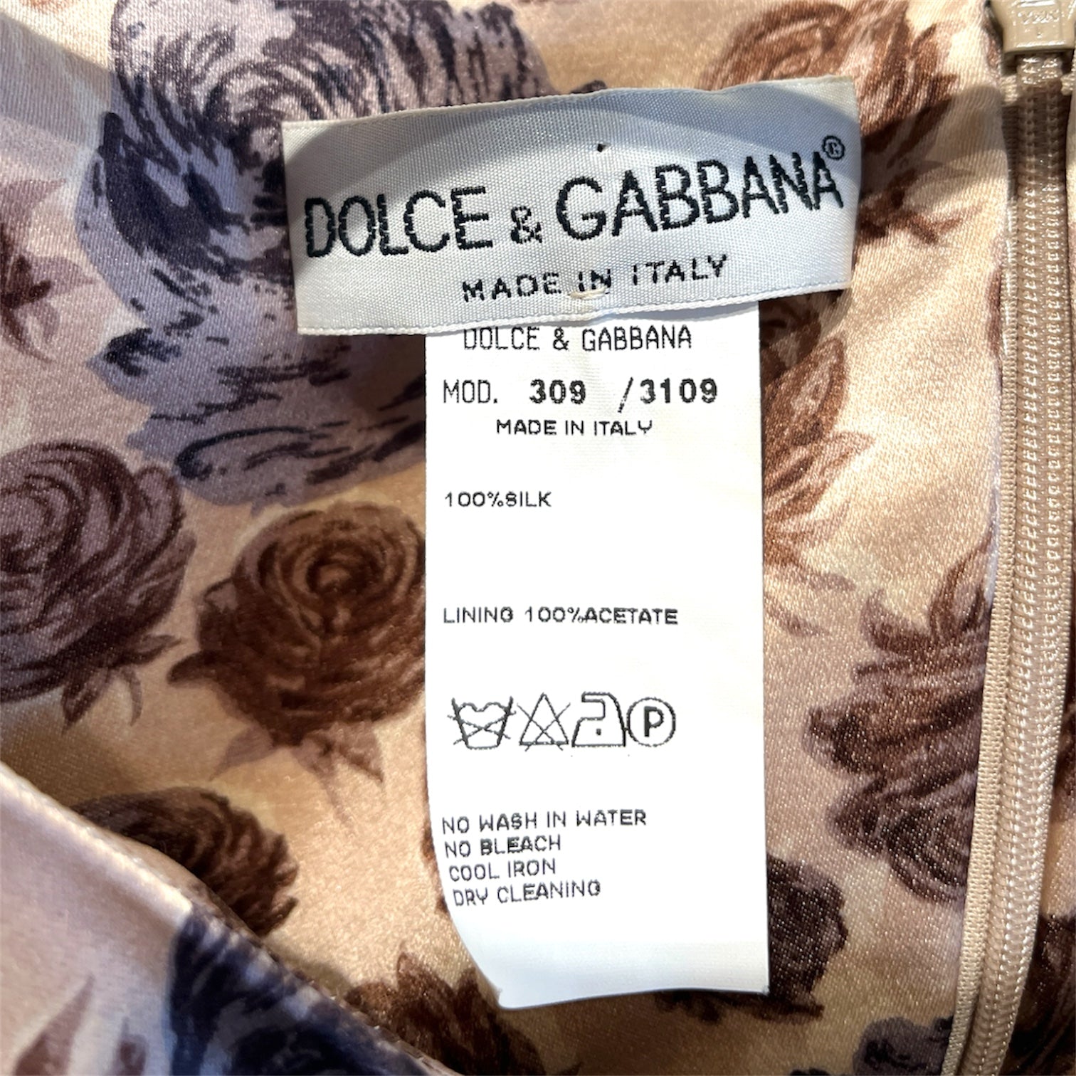 DOLCE&GABBANA/SL Dress/40/Floral Pattern/Silk/BEG/Midi Length/ view 3