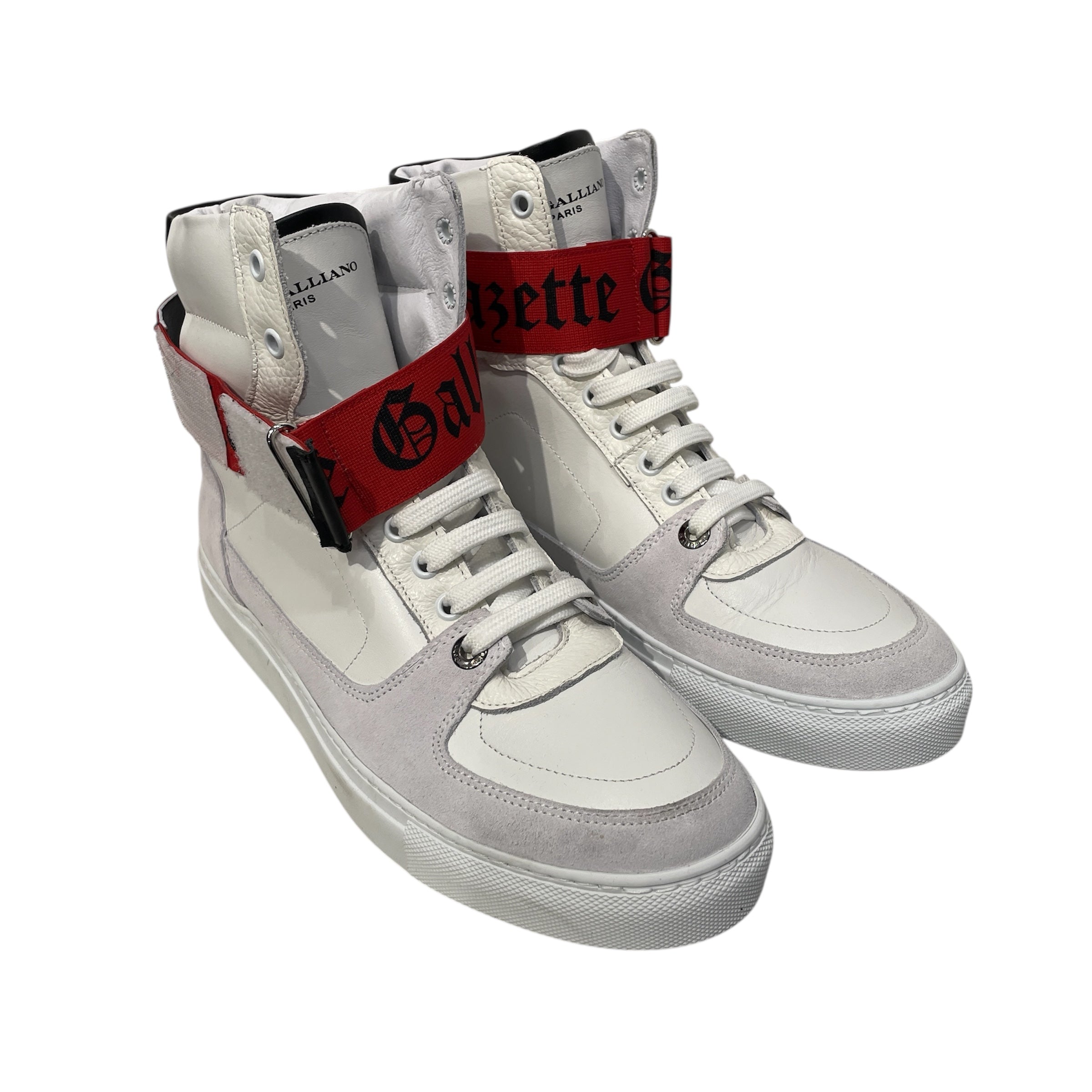 John Galliano/Hi-Sneakers/EU 40/Leather/WHT/RED VELCRO AROUND ANKLE view 1