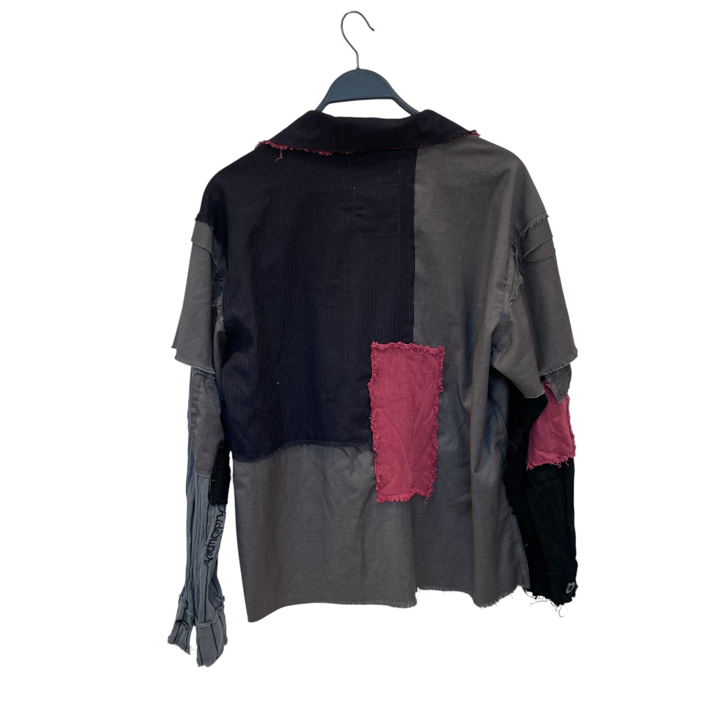 KIDSUPER STUDIOS/Flannel Shirt/SS/Cotton/GRY/DISTORTED THIN TOP view 2