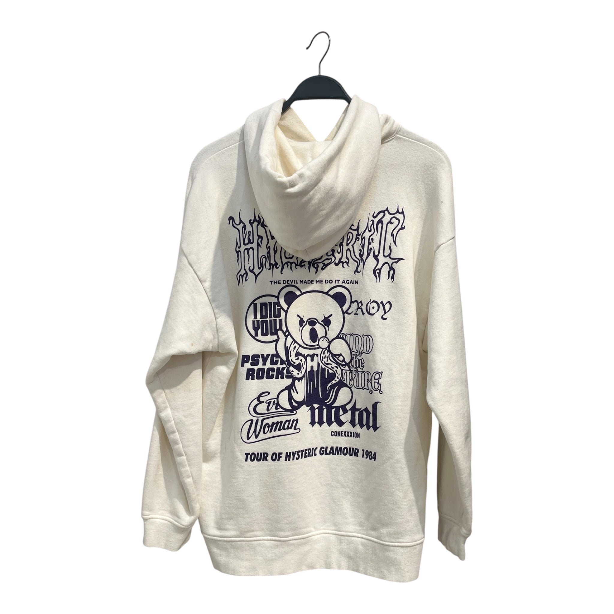 HYSTERIC GLAMOUR/Hoodie/L/Cotton/WHT/GOTHIC BEAR LOGO CHEST view 2