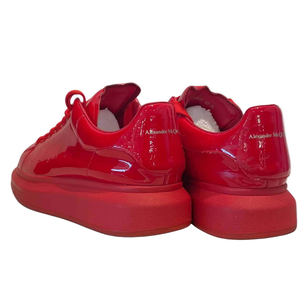 Alexander McQueen/Low-Sneakers/EU 42/Leather/RED/triple red thick rubber sole view 2