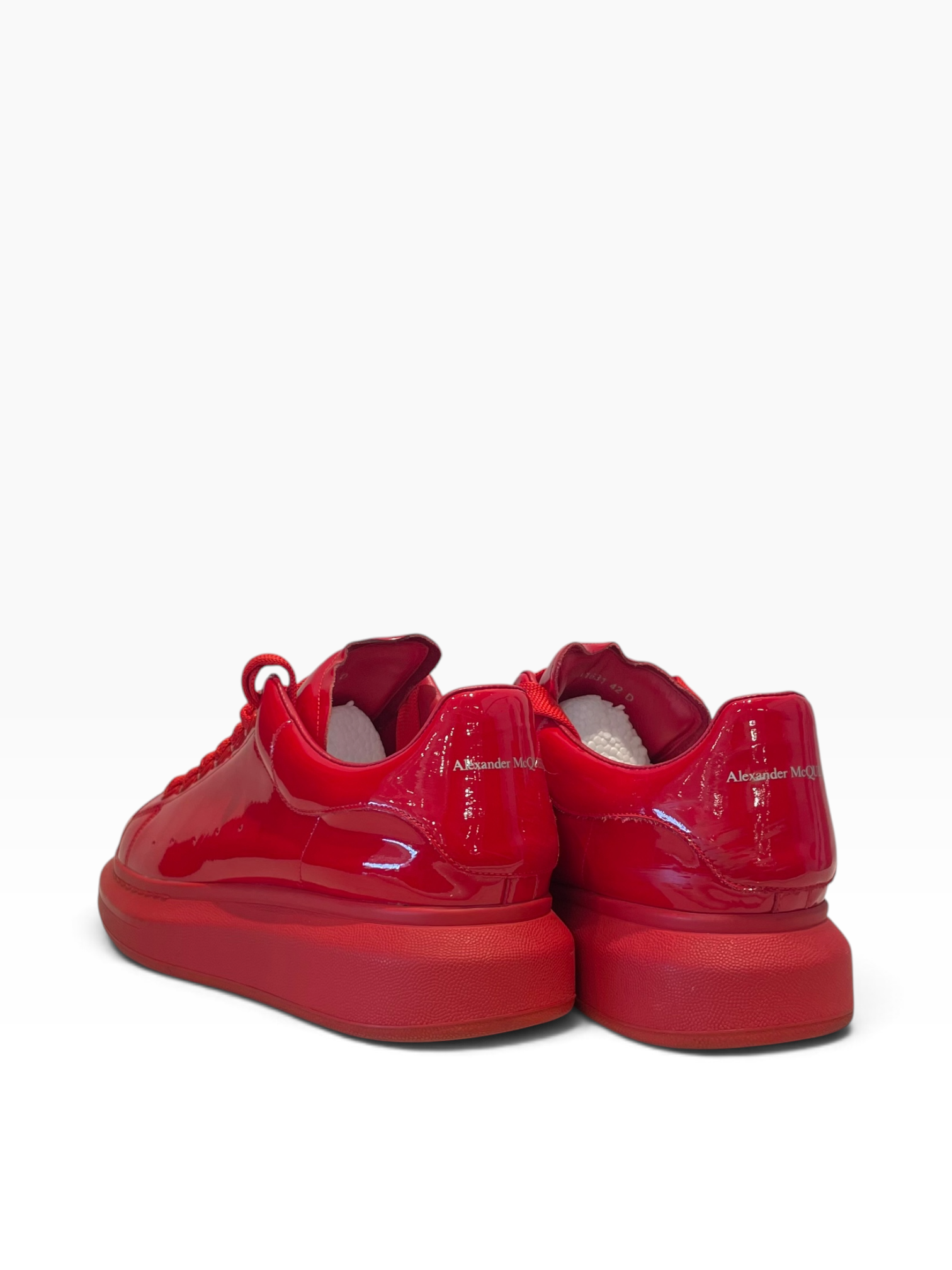 Alexander McQueen/Low-Sneakers/EU 42/Leather/RED/triple red thick rubber sole view 2