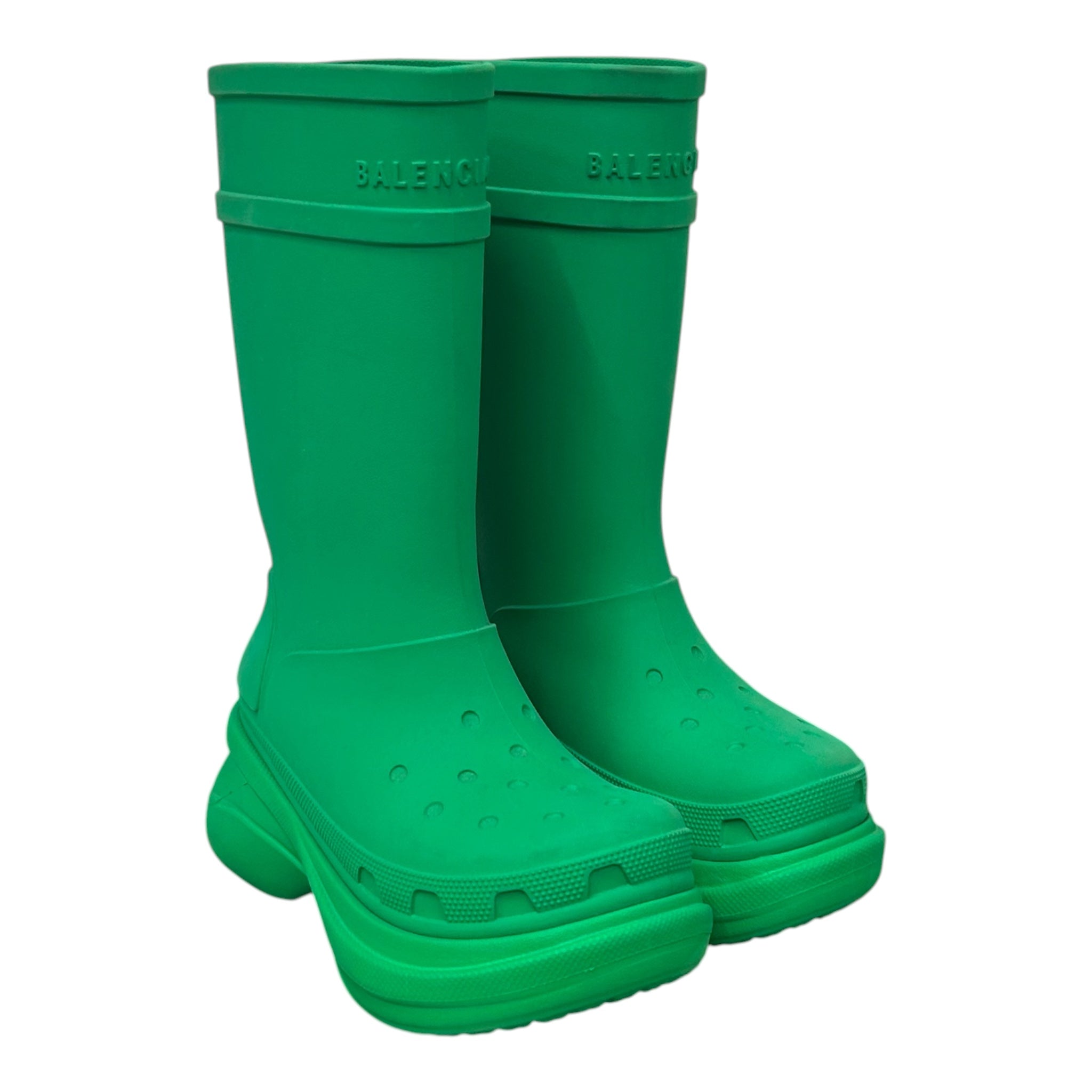 BALENCIAGA/crocs/Rain Boots/EU 37/GRN/RUBBER PUDDLE view 1
