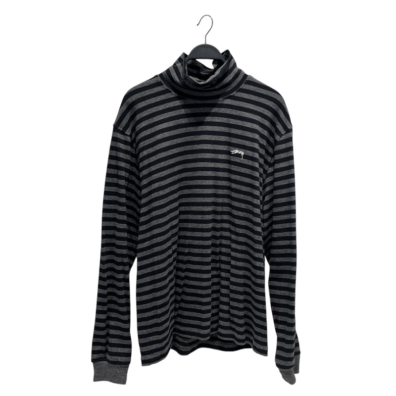 STUSSY/LS T-Shirt/XXL/Cotton/BLK/Stripe/STRIPED TURTLENECK LS TEE
