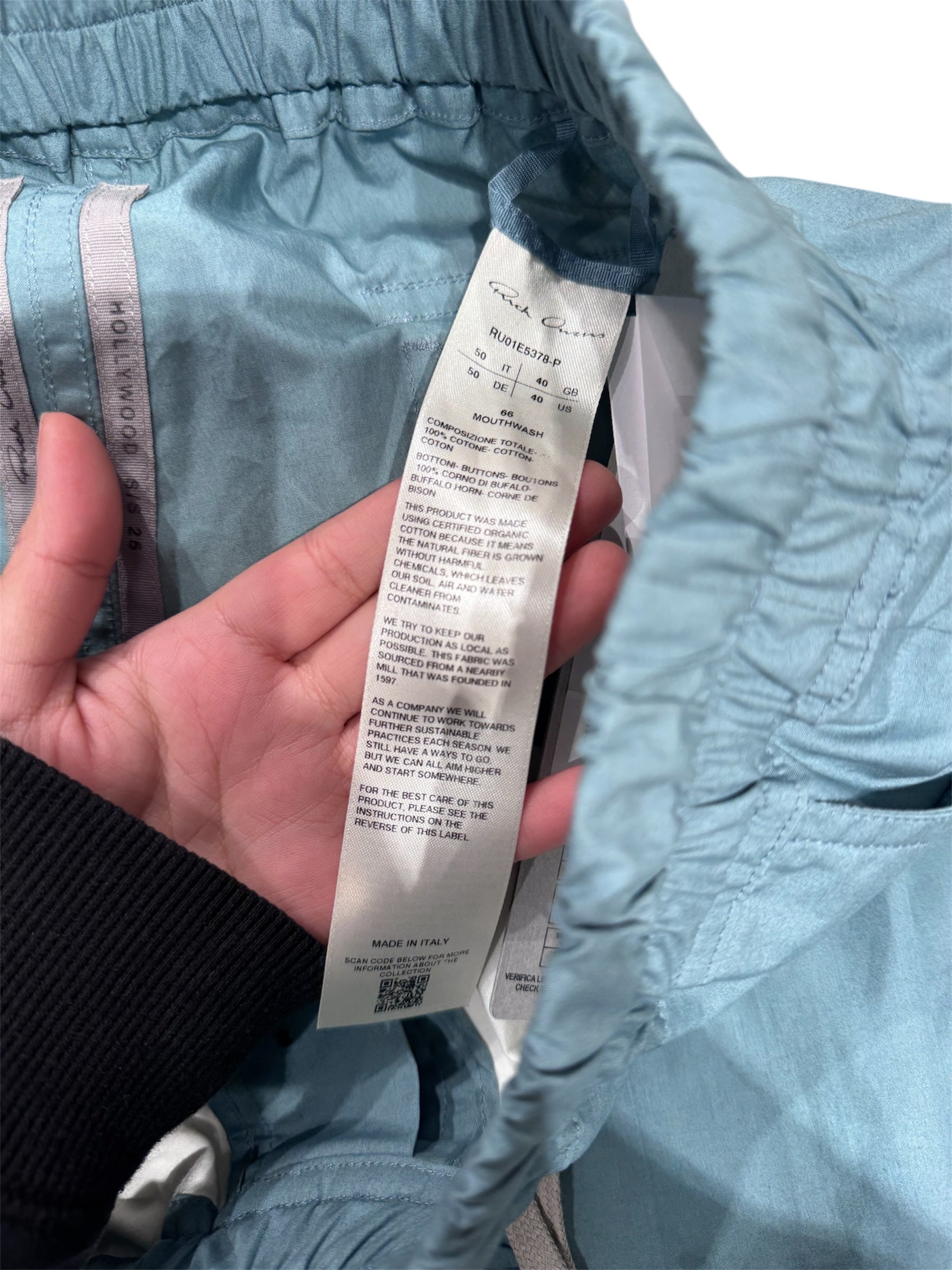 Rick Owens/Pants/25/Cotton/BLU/DIETRICH DRAWSTRING MOUTH view 4
