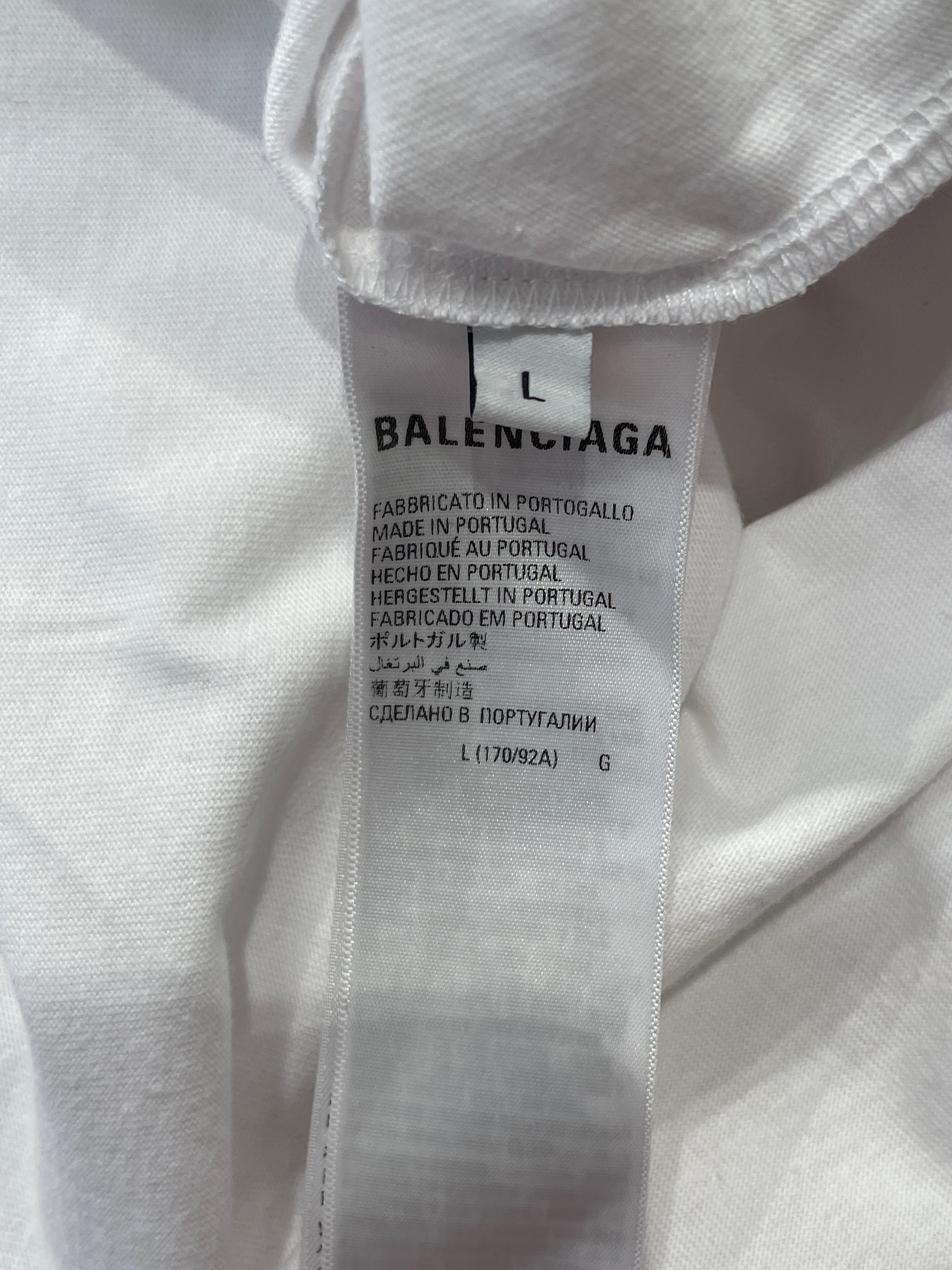 BALENCIAGA/T-Shirt/L/Cotton/WHT/Graphic/WORLD FOOD PROGRAM , BLU view 3