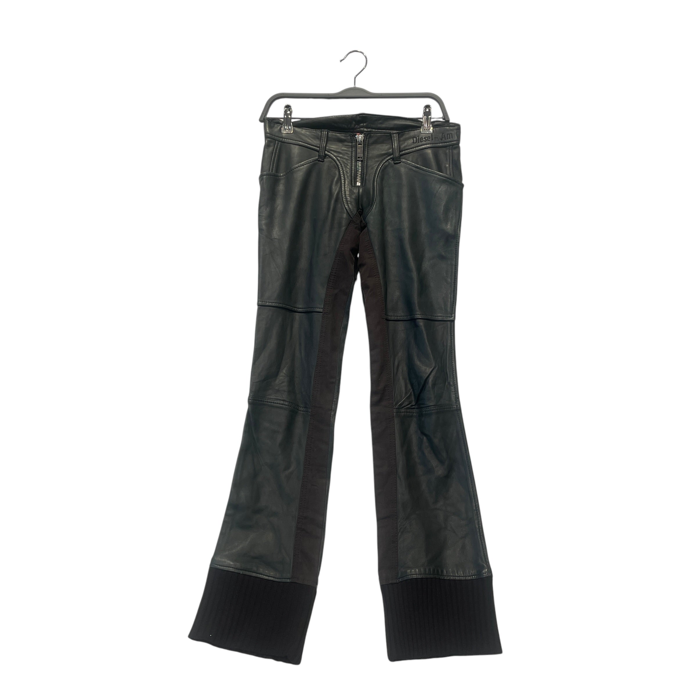 DIESEL/Straight Pants/26/Leather/BLK/LOW RISE LEATHER CUFFED PANT view 1