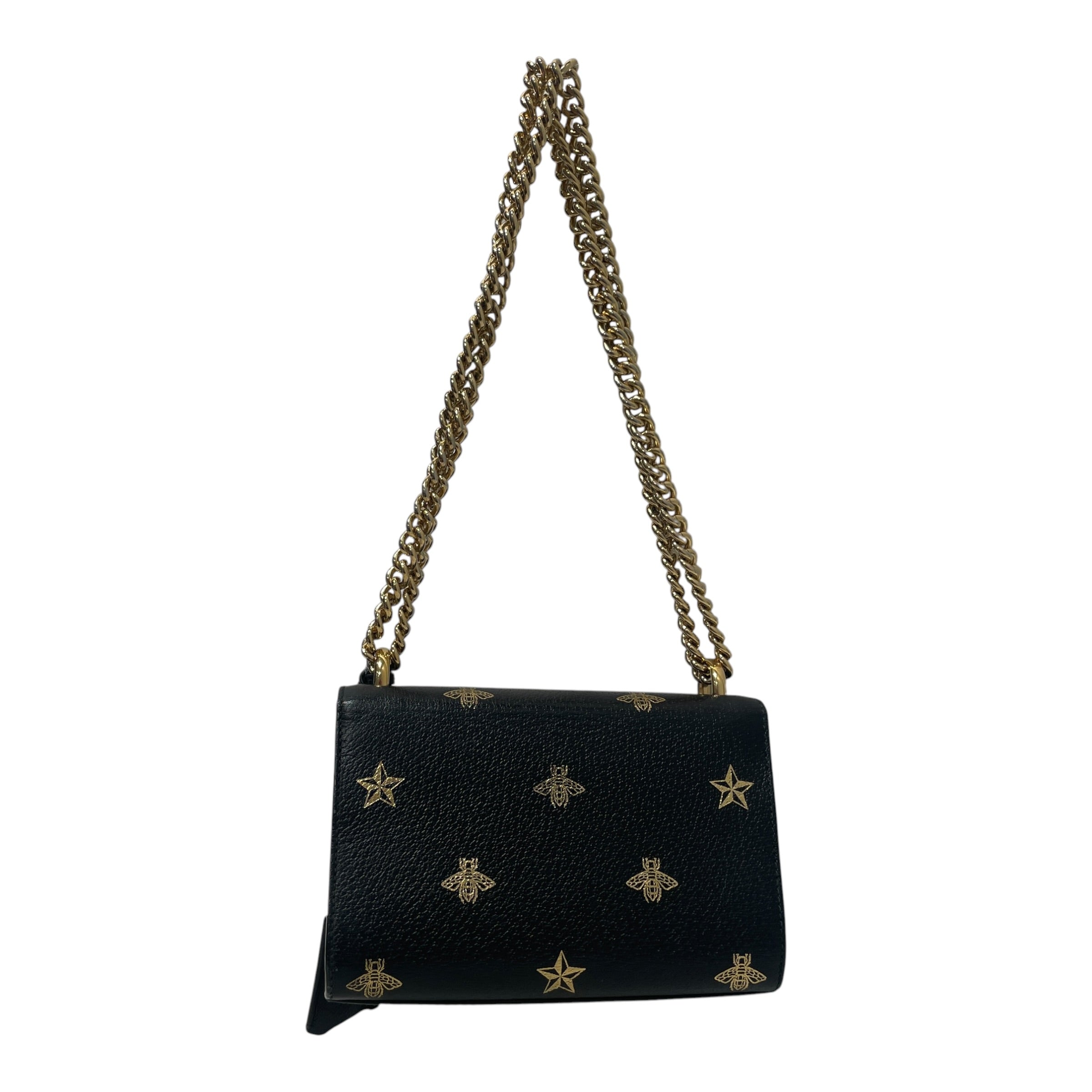 GUCCI/Cross Body Bag/All Over Print/Leather/BLK/Bee Padlock view 4