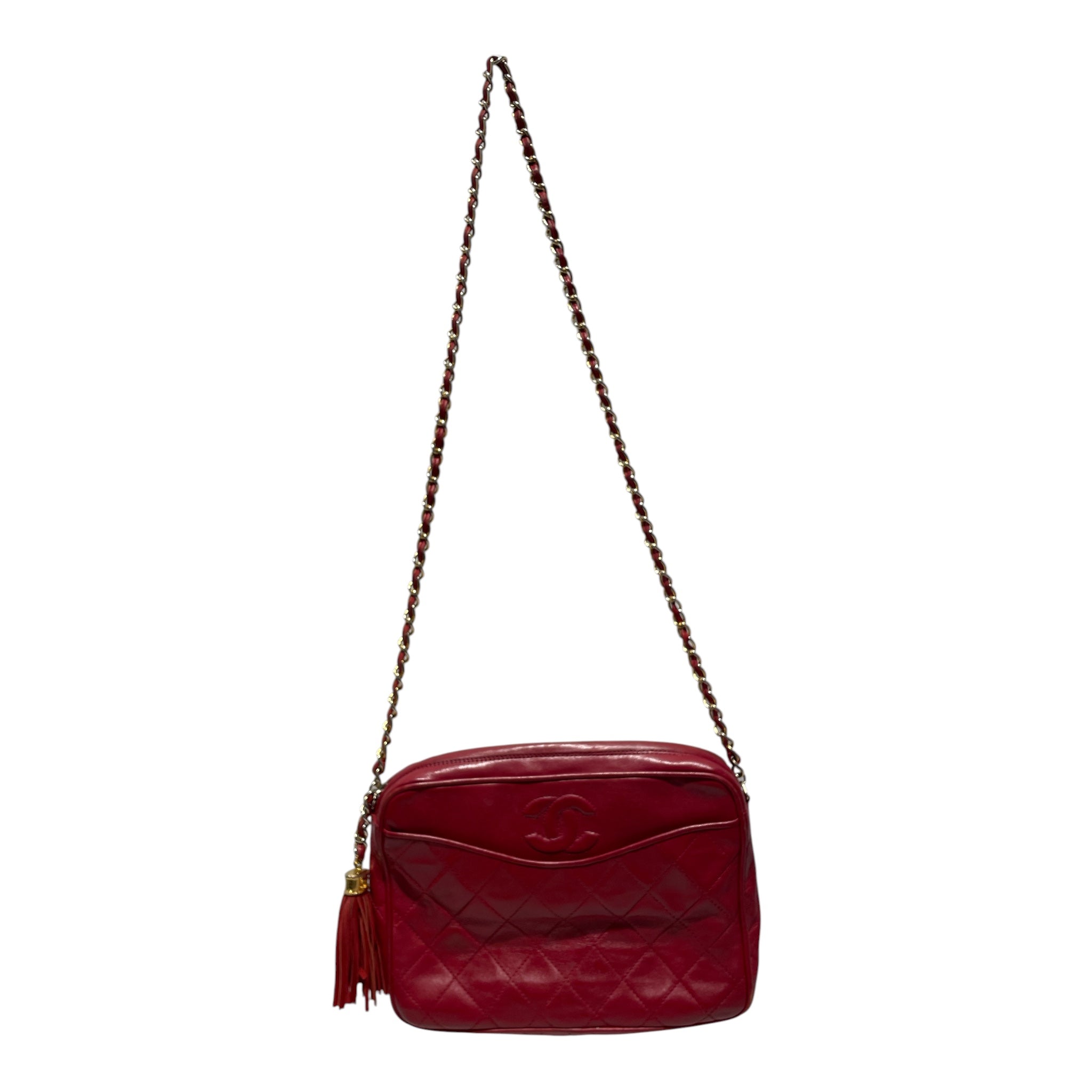 CHANEL/Cross Body Bag/Leather/RED/ view 1