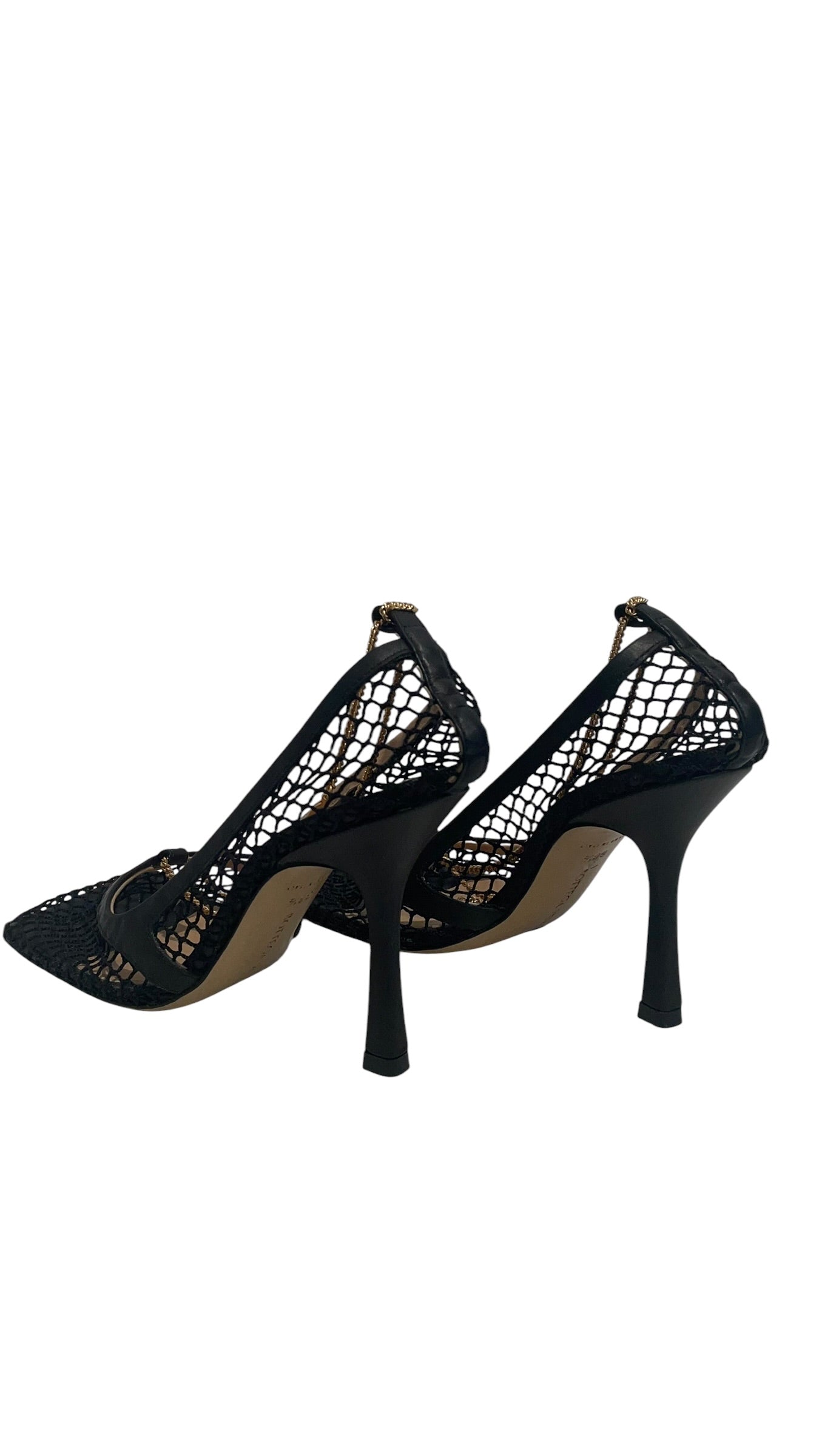 BOTTEGA VENETA/Heels/EU 36.5/Leather/BLK/mesh gold link view 2