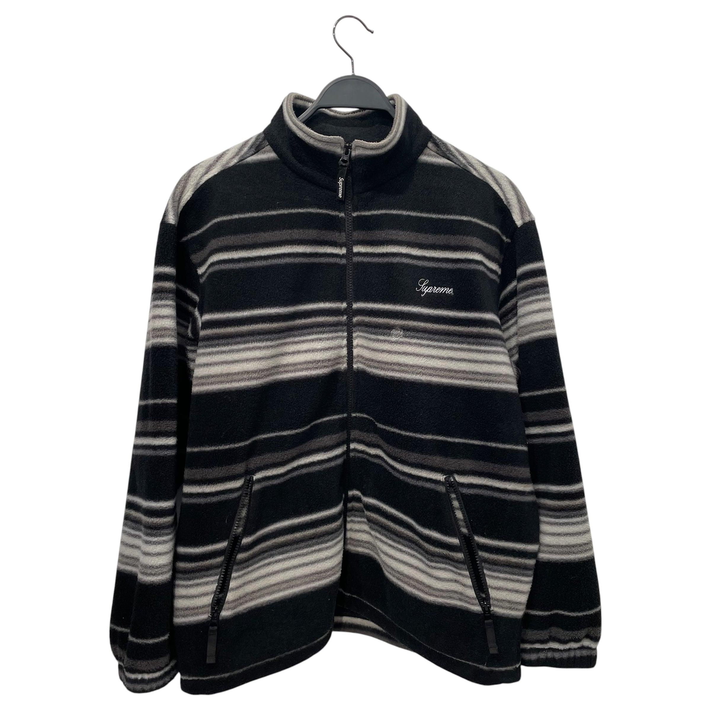 Supreme/Tops/M/Stripe/Polyester/BLK/stripe zip up fleece view 1