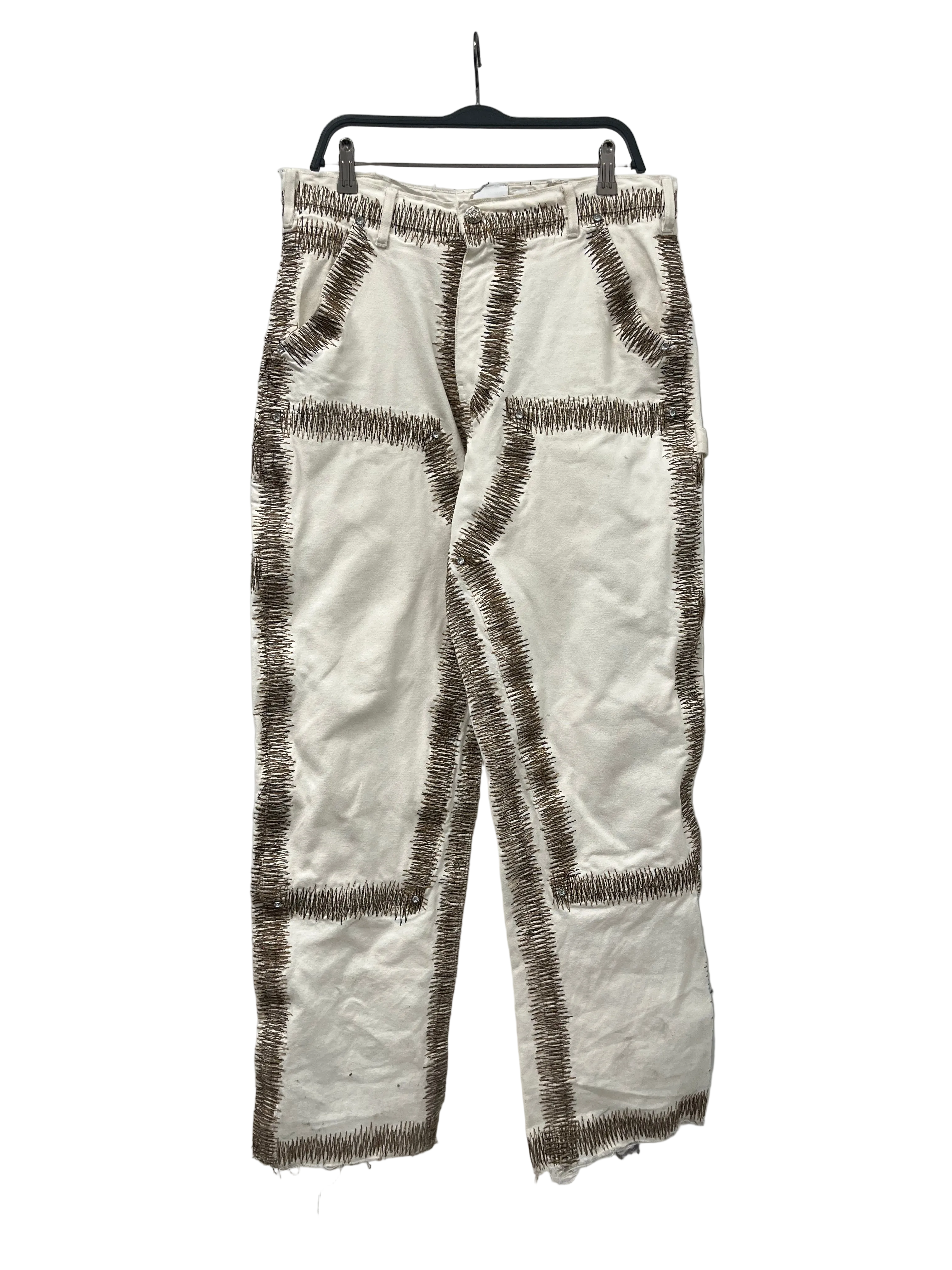 EARTHLING VIP/Carpenter Pants/34/Denim/WHT/EMBROIDERED CARPENTER PANTS view 1